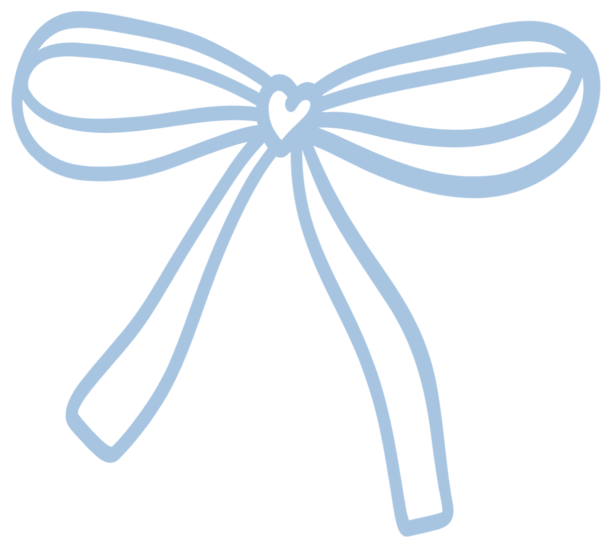 doodle drawing of a bow with heart in the center