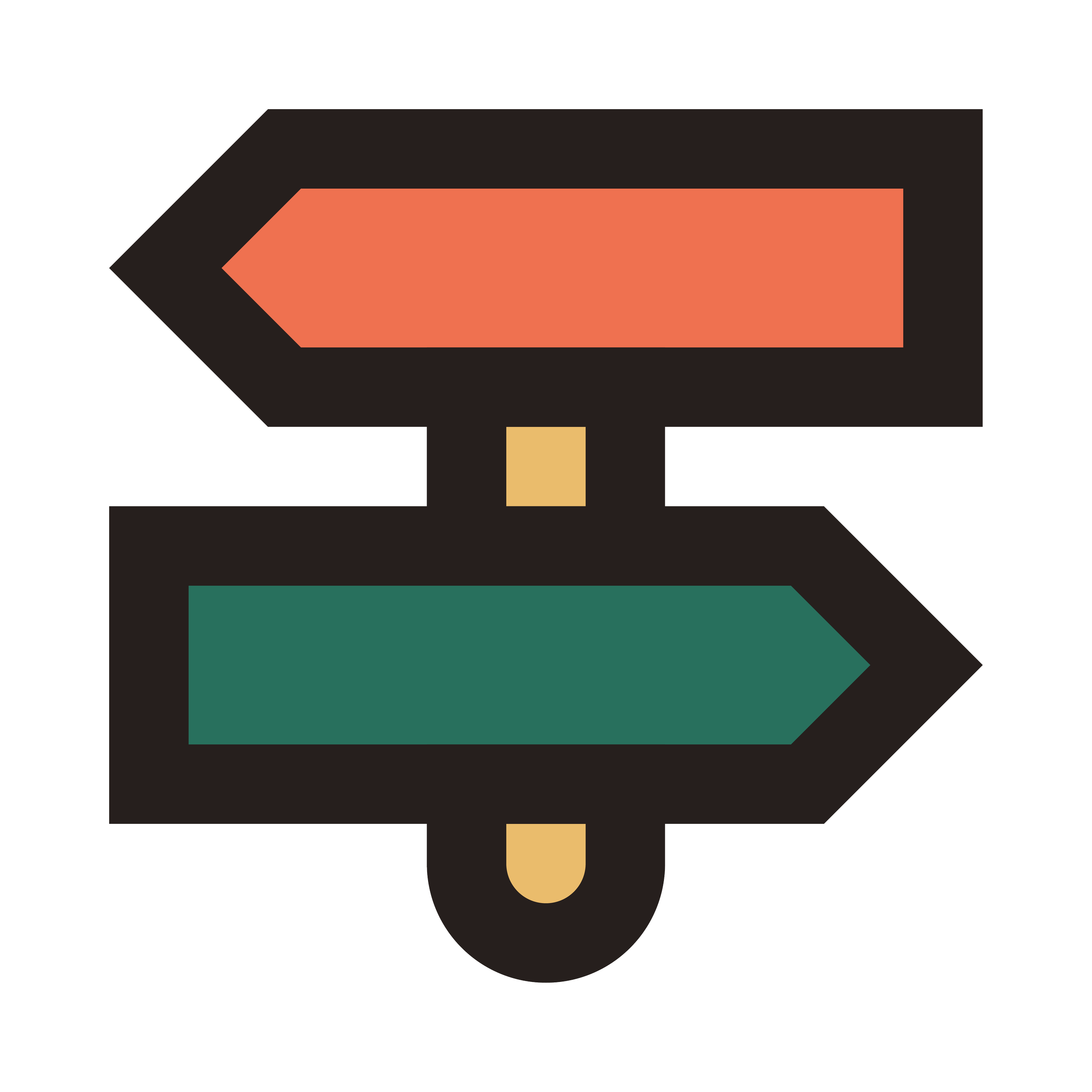 Icon illustration of a two signs pointing left and right