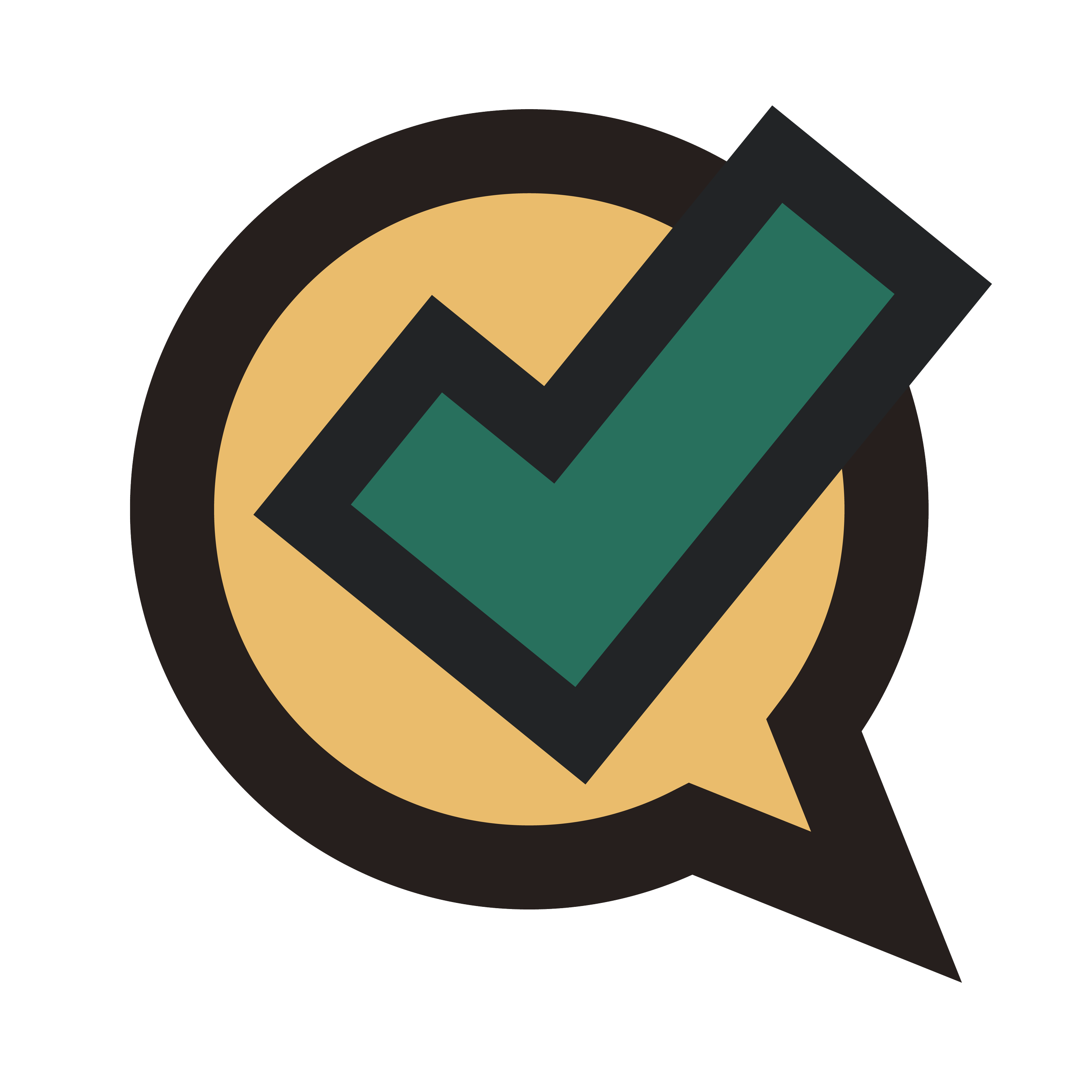 Icon illustration of a speech bubble and a check mark