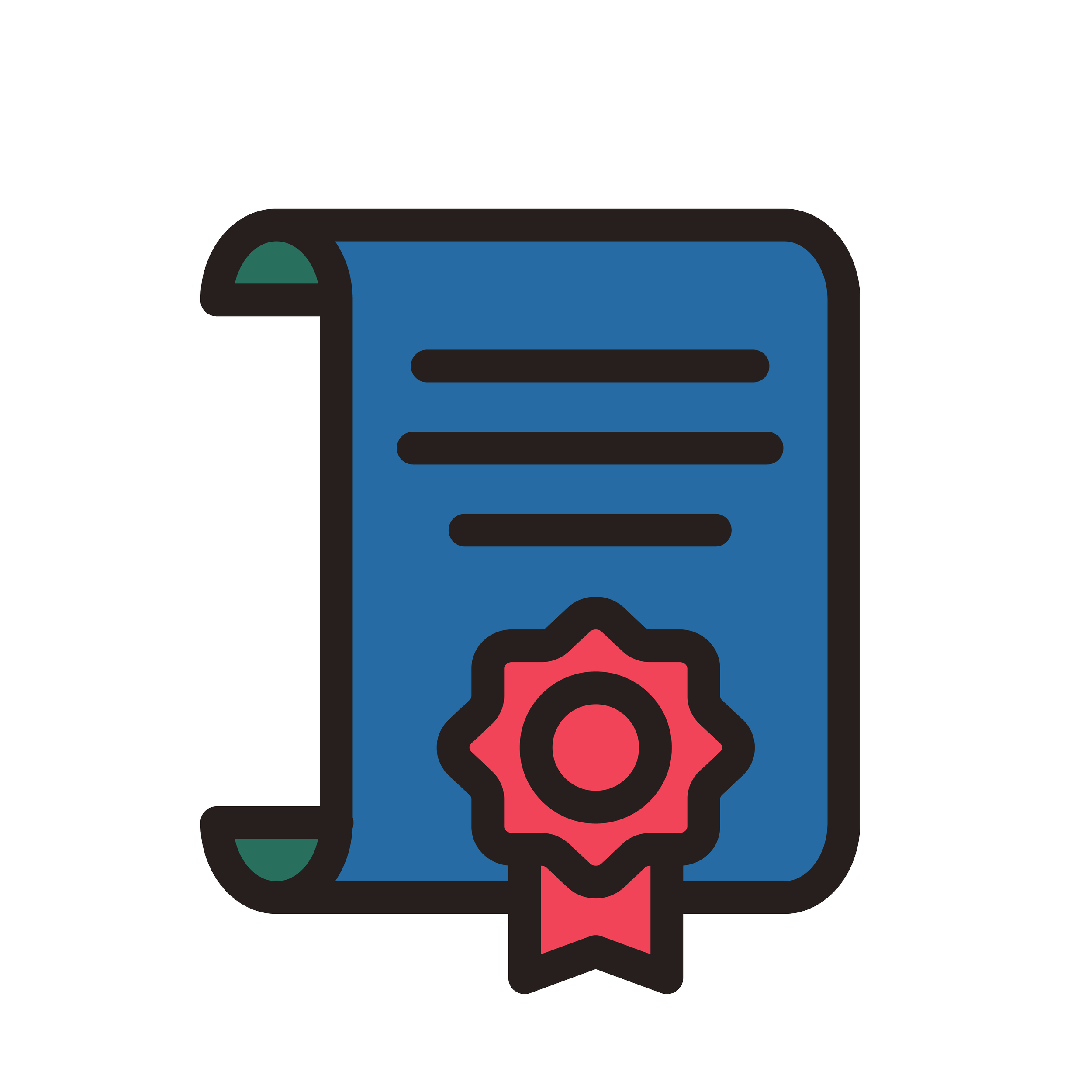 Icon illustration of paper and a ribbon