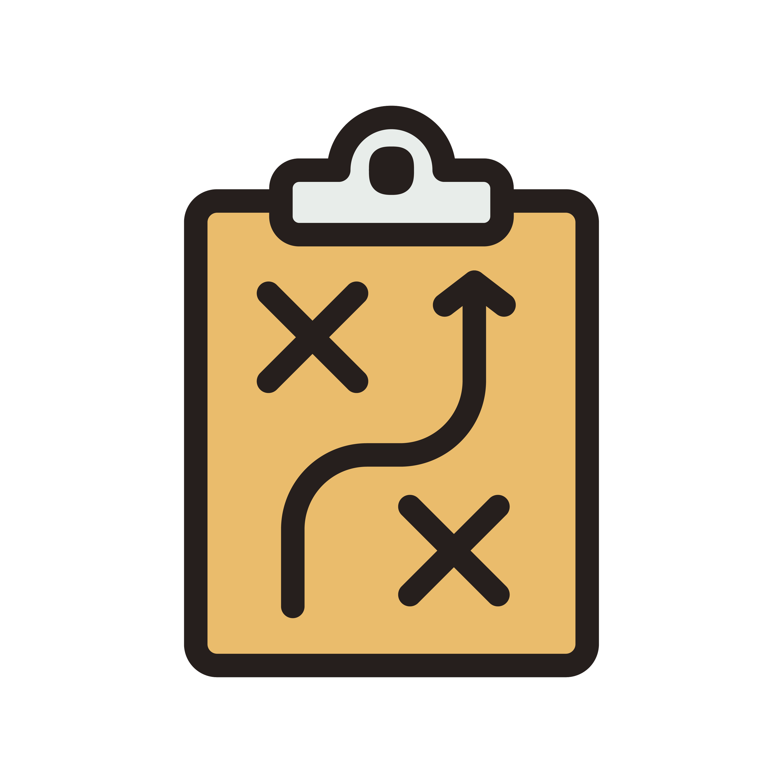 Icon illustration of a clipboard with arrows