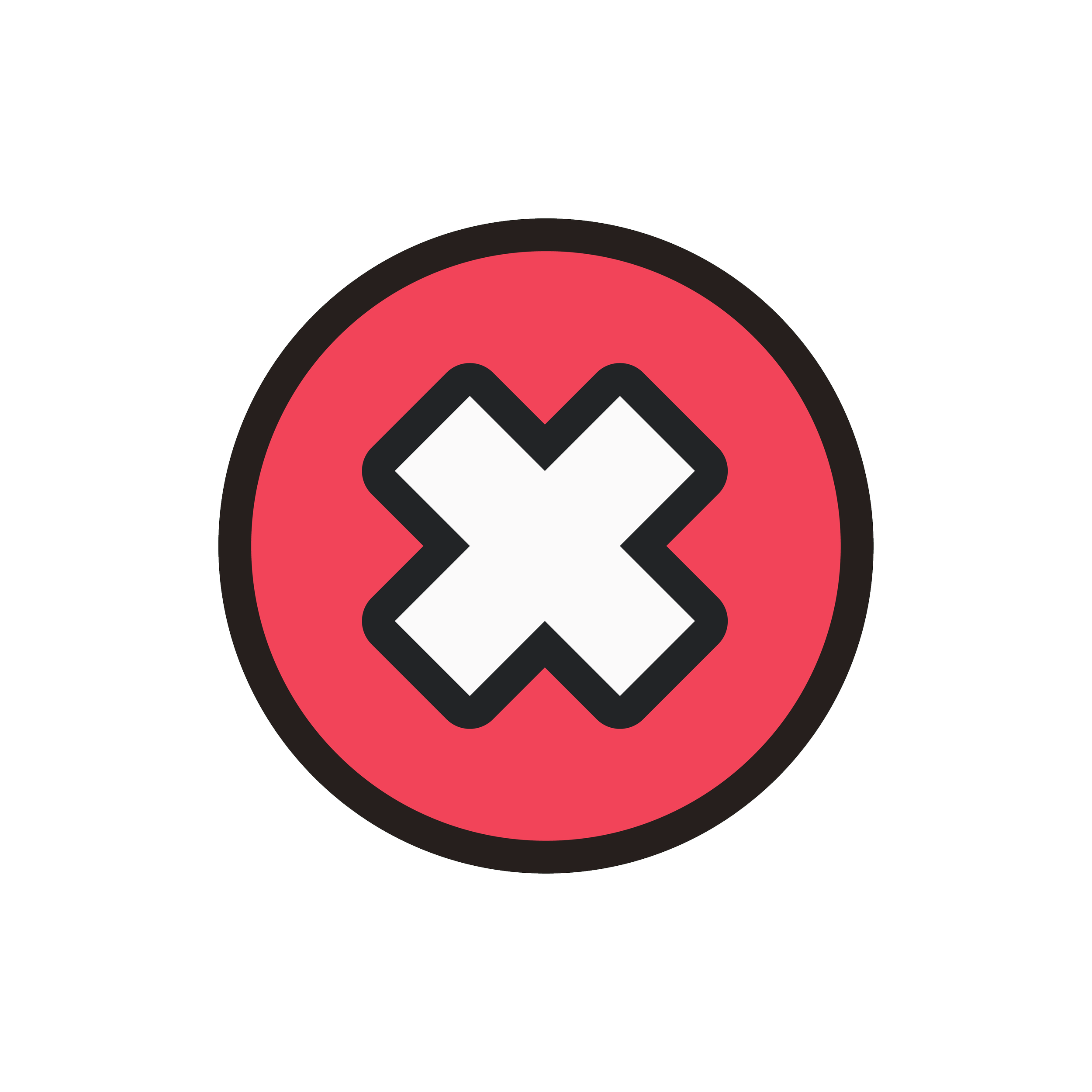 Icon illustration of a red X