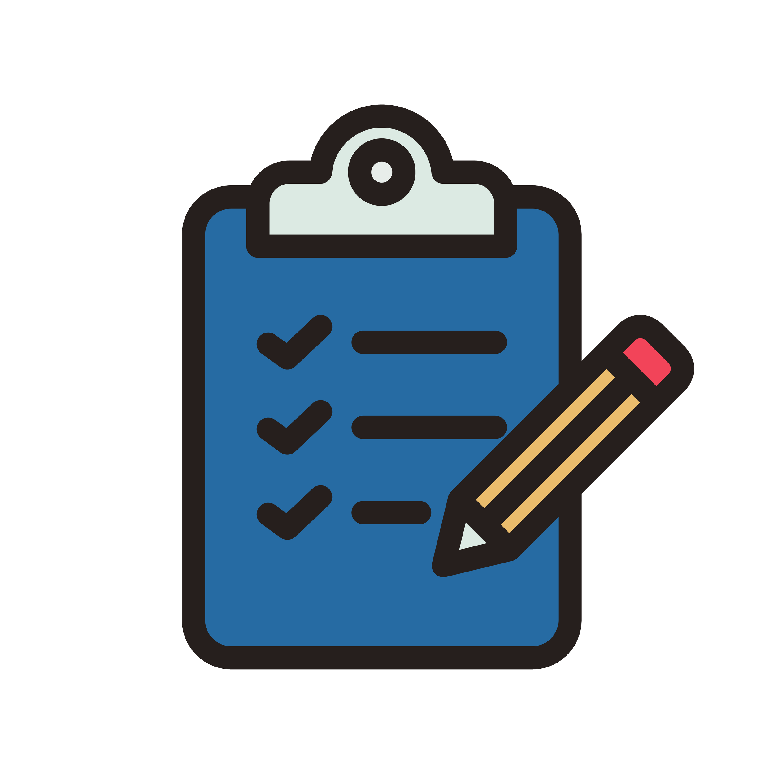 Icon illustration of a clipboard with checkmarks
