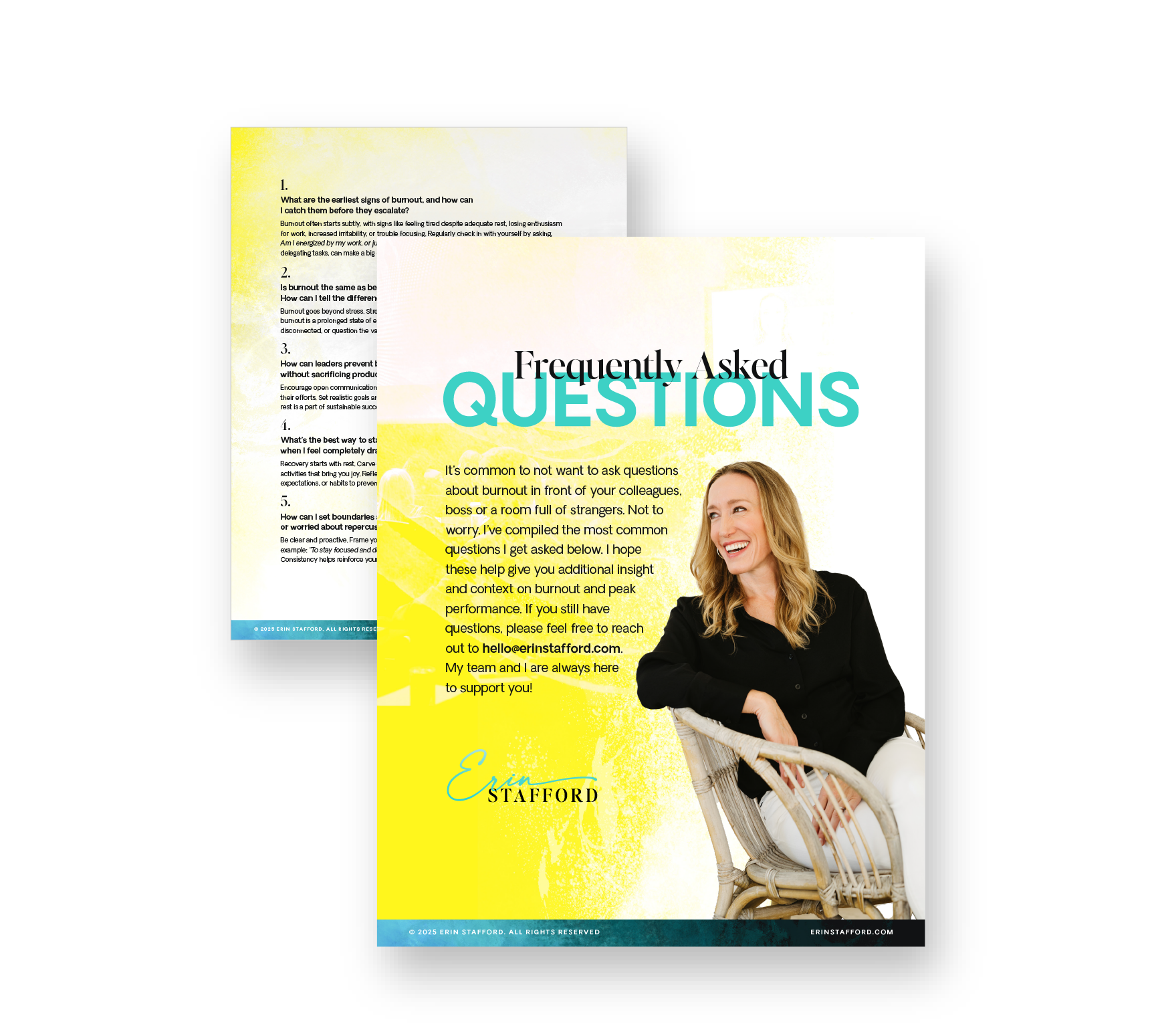 Answers to Erin’s most frequently asked questions about burnout, peak performance, leadership, and sustainable success. Straight from the stage and her work with leaders around the world.