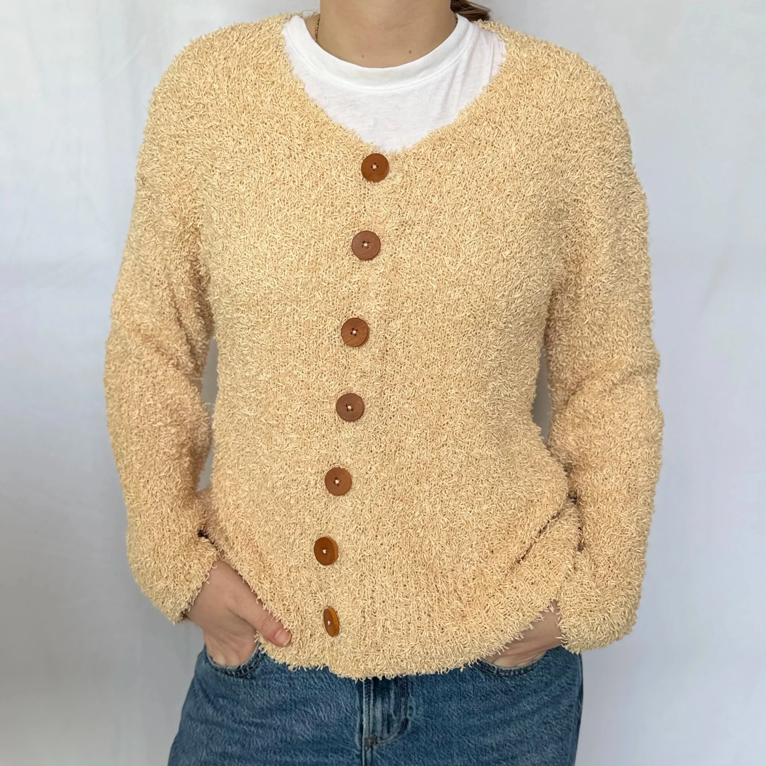 ISSEY MIYAKE Peach Bouclé Cardigan