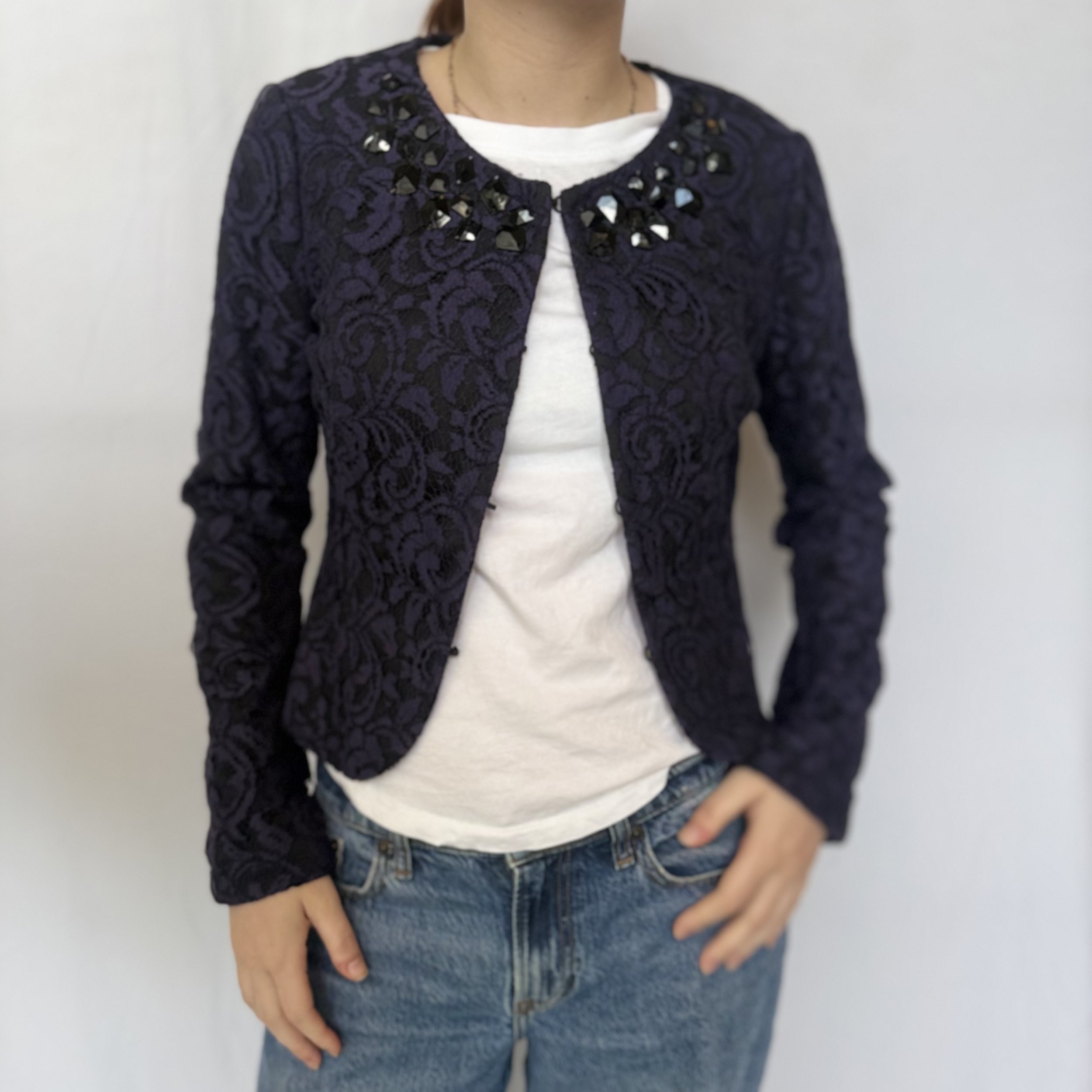 Vintage Heed Embellished Lace Jacket | Beaded Evening Jacket | Romantic Vintage Style