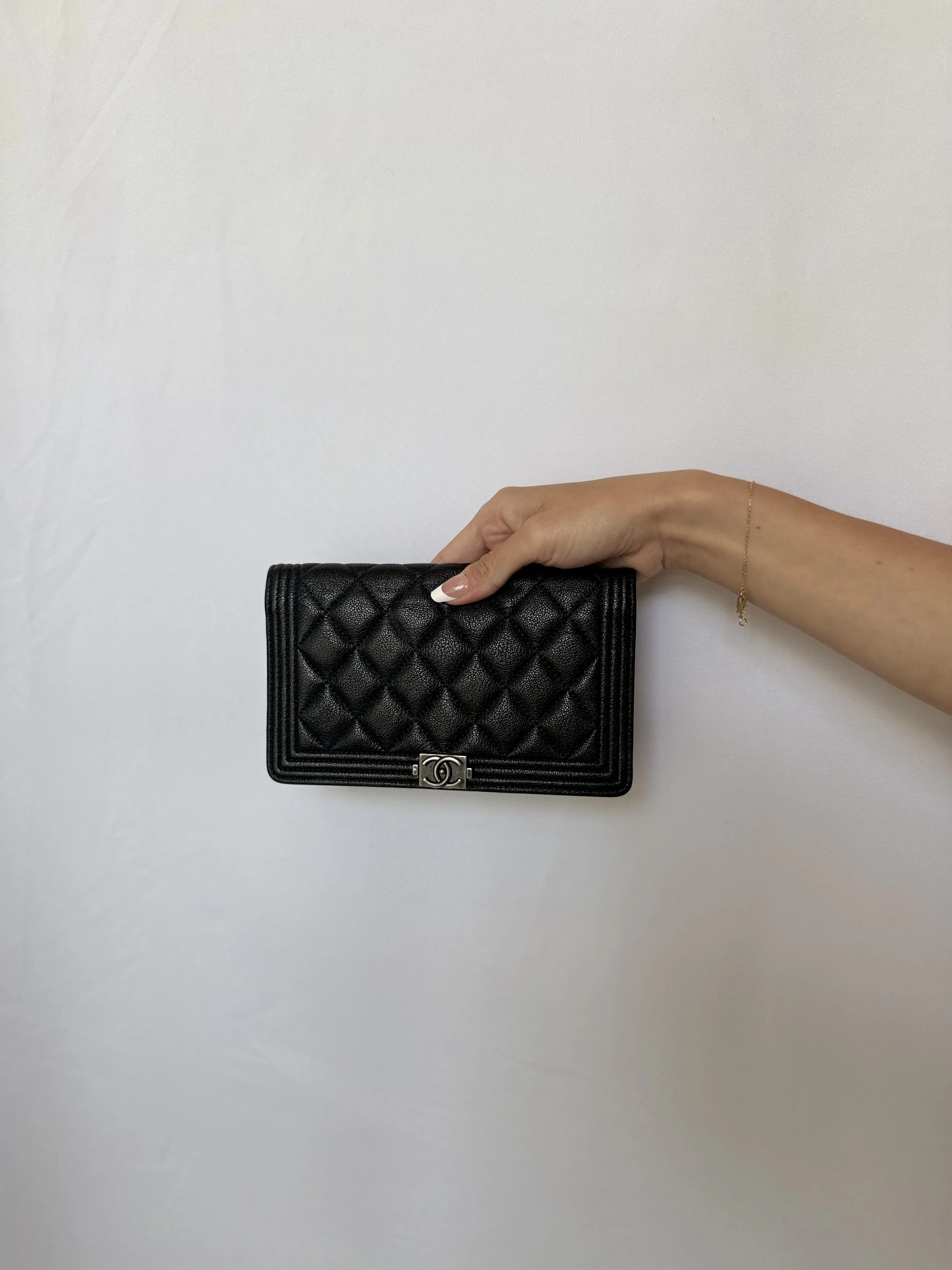 Chanel Boy Wallet in Black Quilted Leather