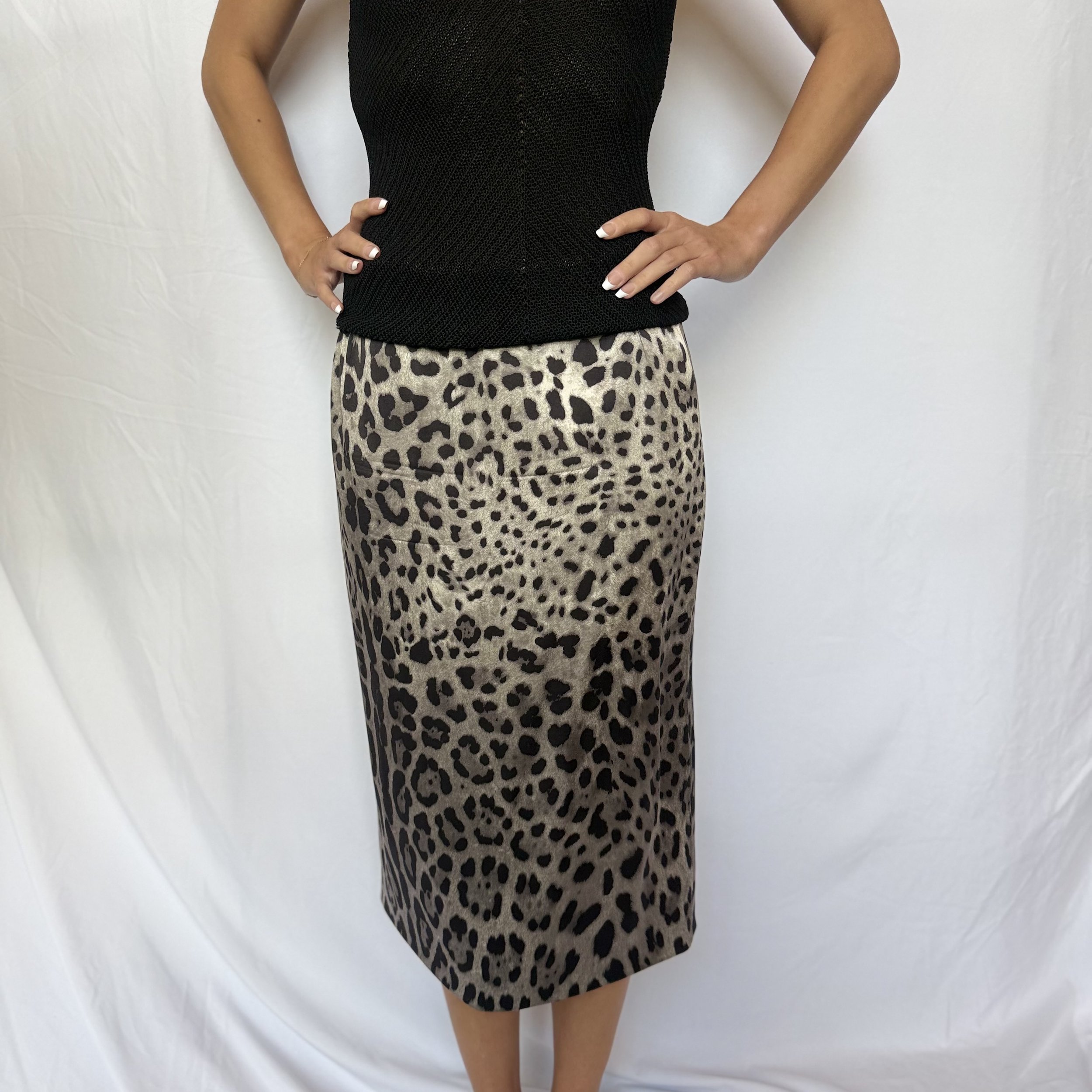 Dolce & Gabbana Leopard Print Pencil Skirt | Italian Designer | Midi Length
