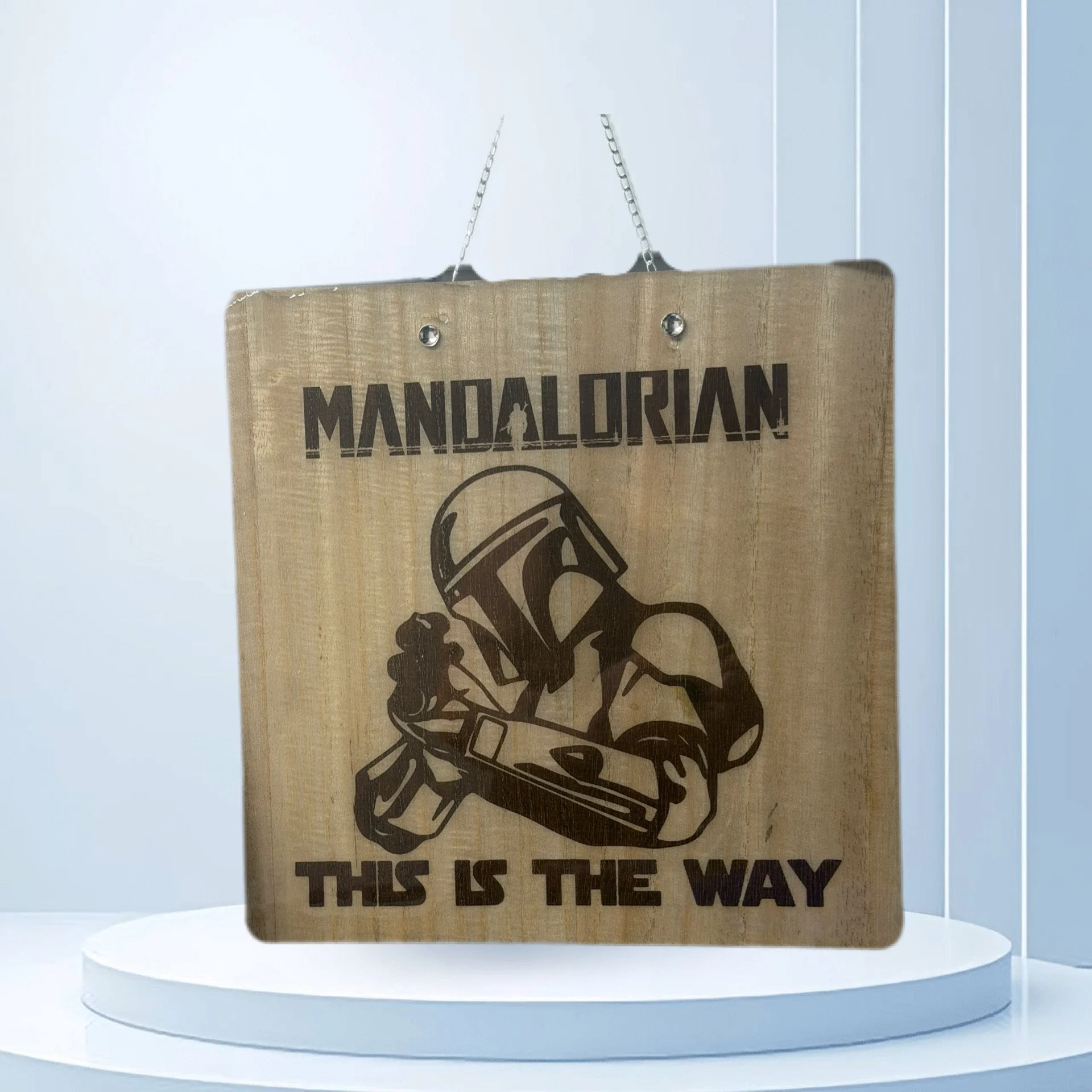 Mandalorian Engraved Wood Sign
