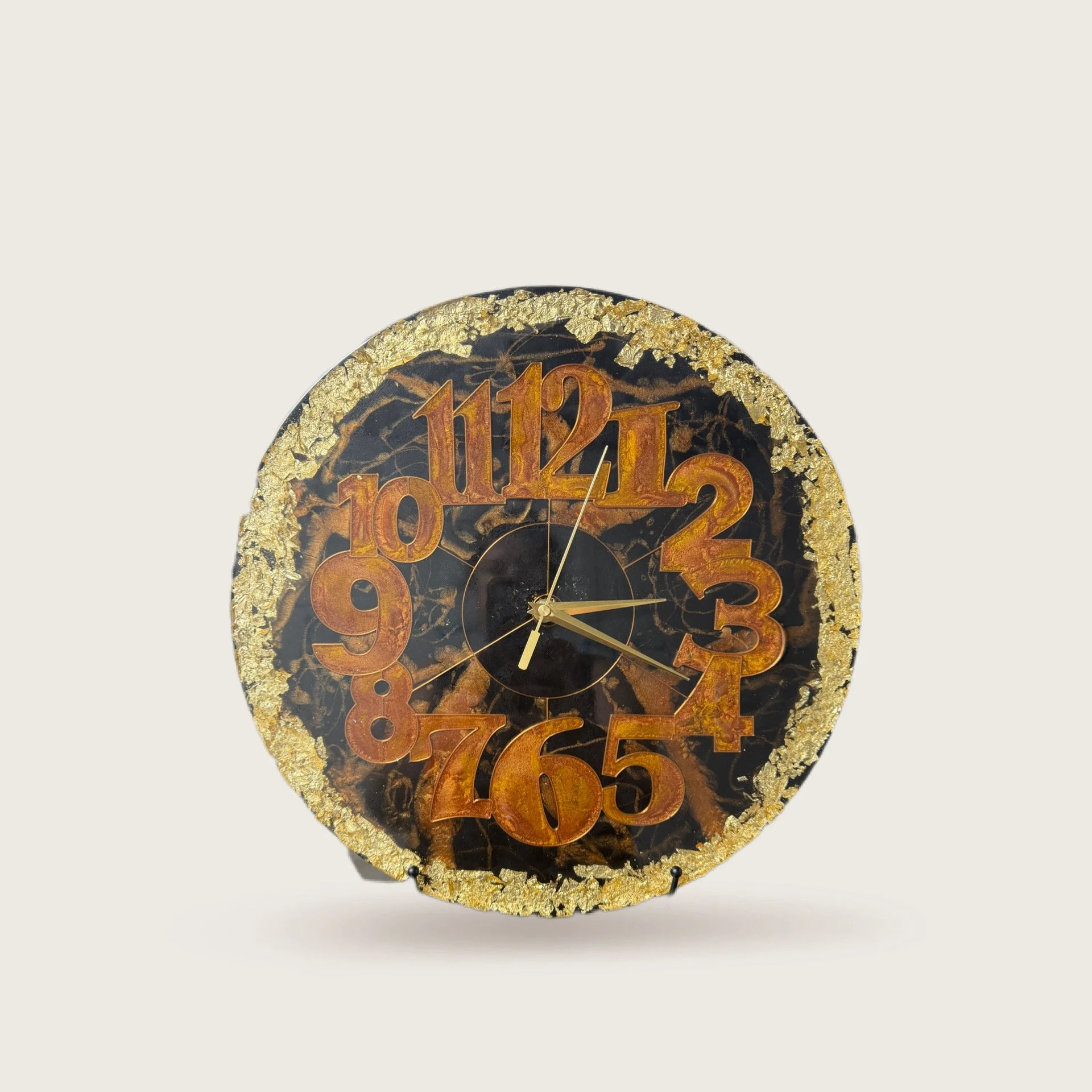 Golden Elegance Rustic Wall Resin Clock