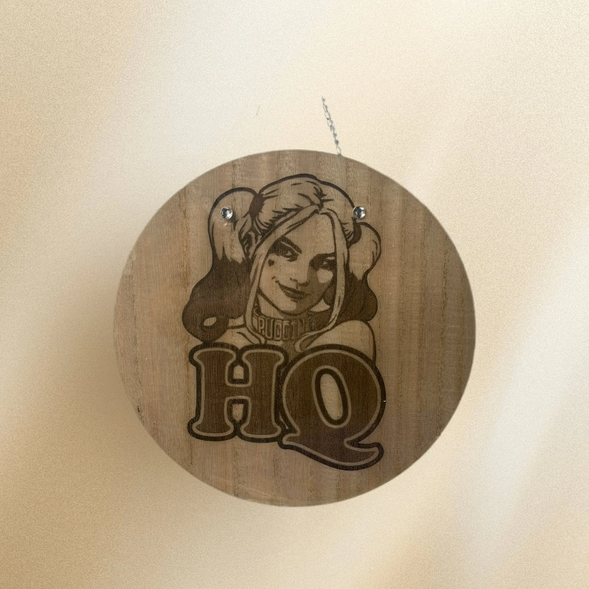 Engraved Wood Wall Sign with Chain