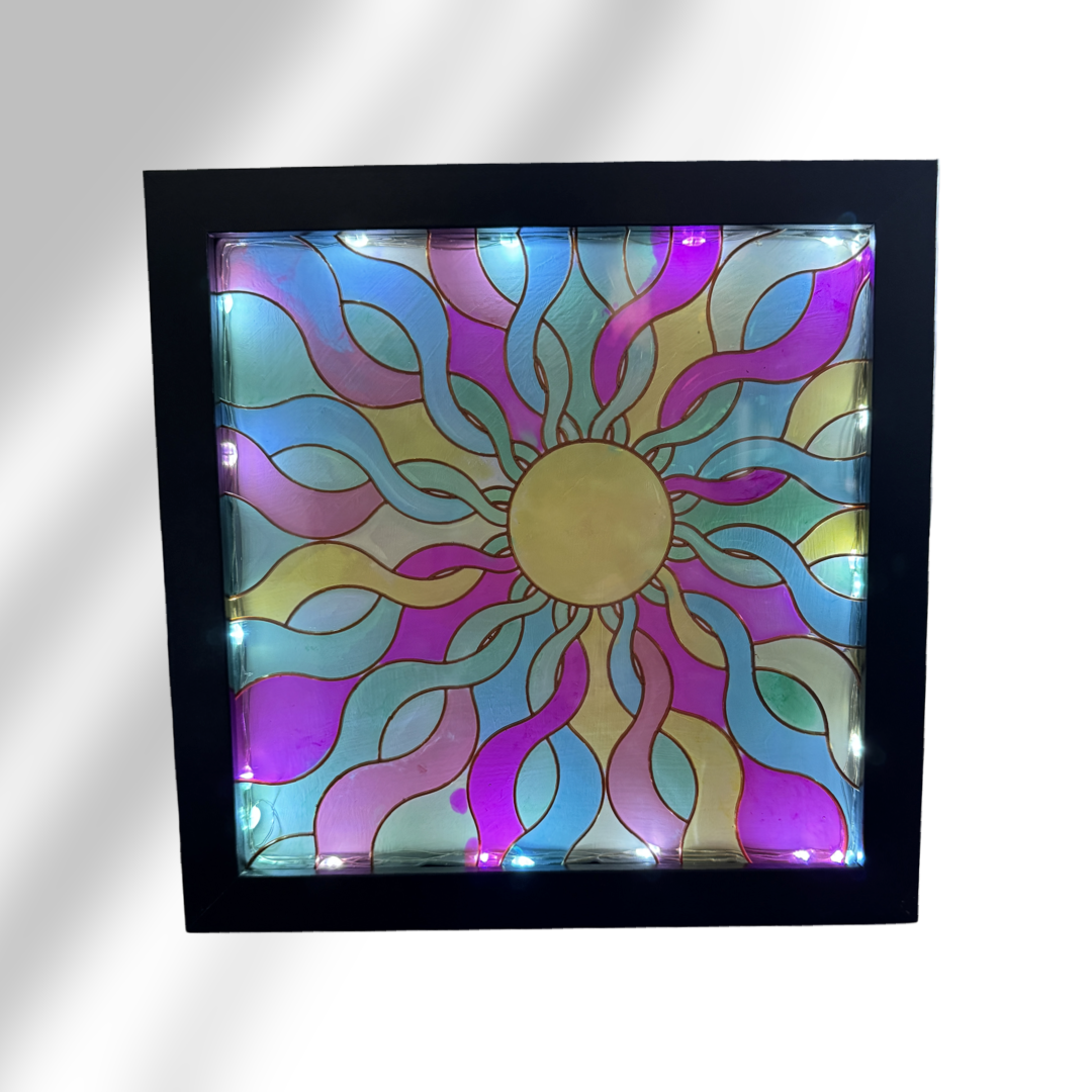 Radiant Sun LED Stained Glass Panel