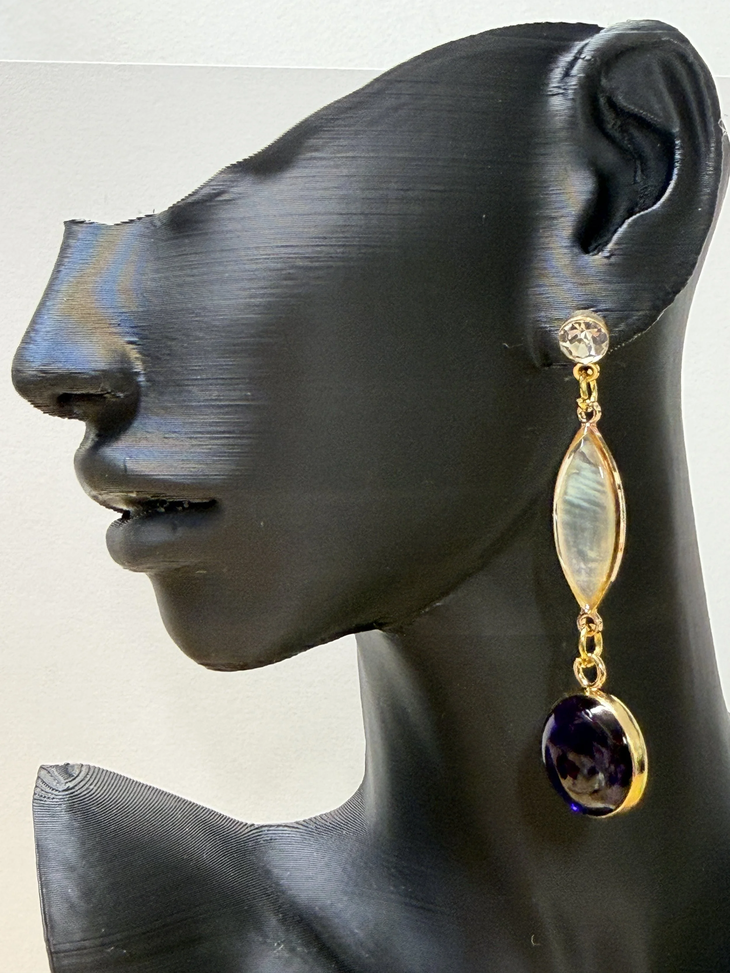 Gold & Gem Drop Earrings