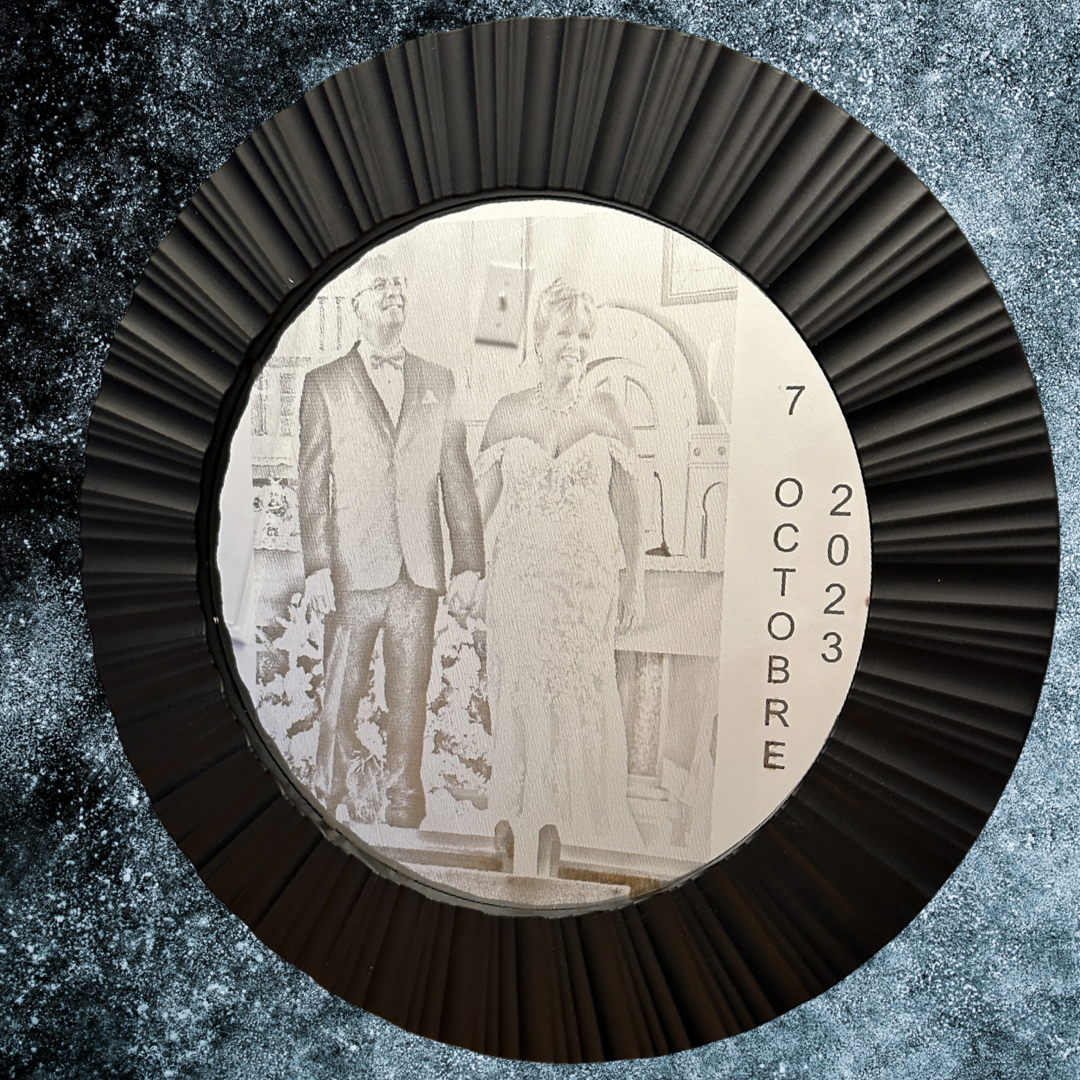 Engraved Glass Photo Keepsake with Elegant Frame