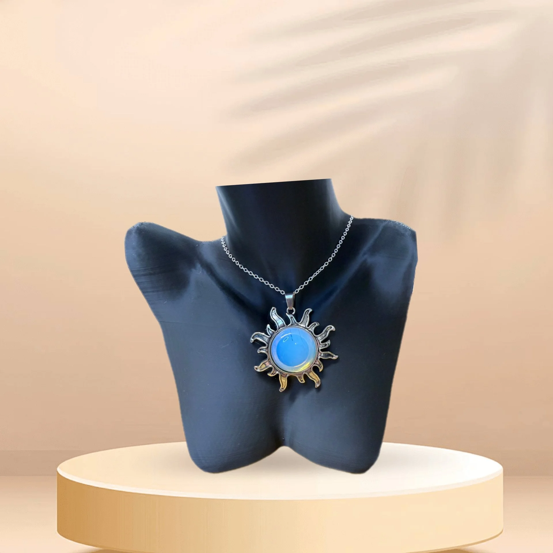 Blue Gem Sunburst Necklace