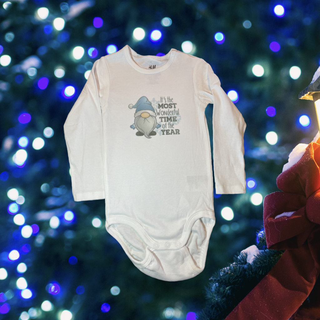 Festive Gnome Baby Bodysuit
