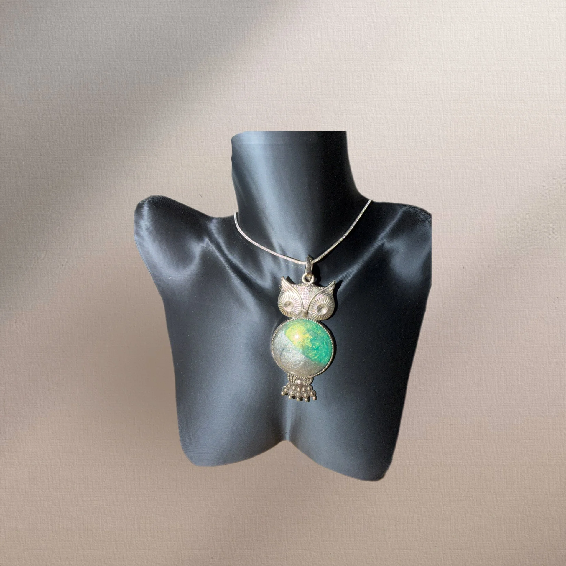 Enchanted Resin Owl Pendant Necklace