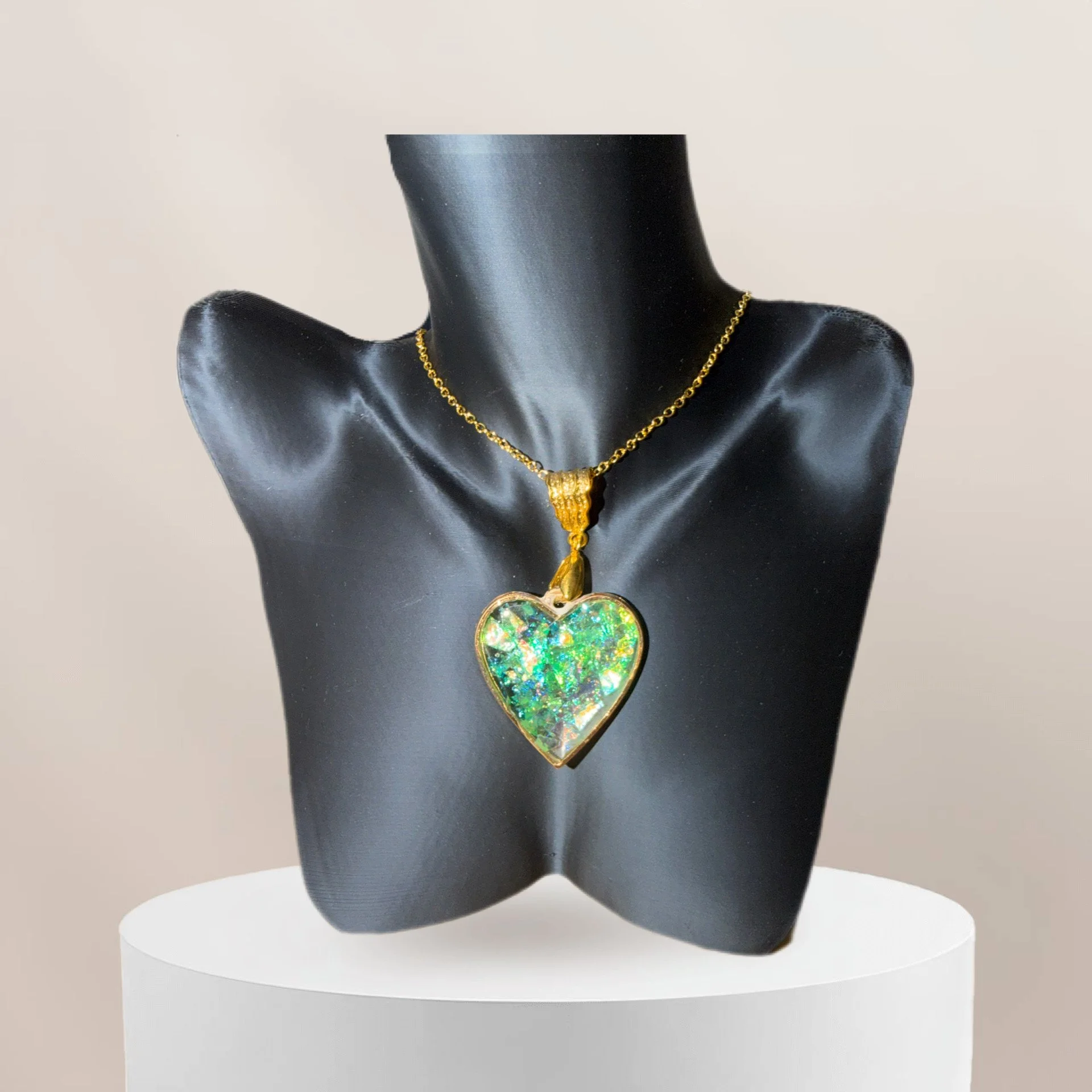 Iridescent Heart Pendant Necklace