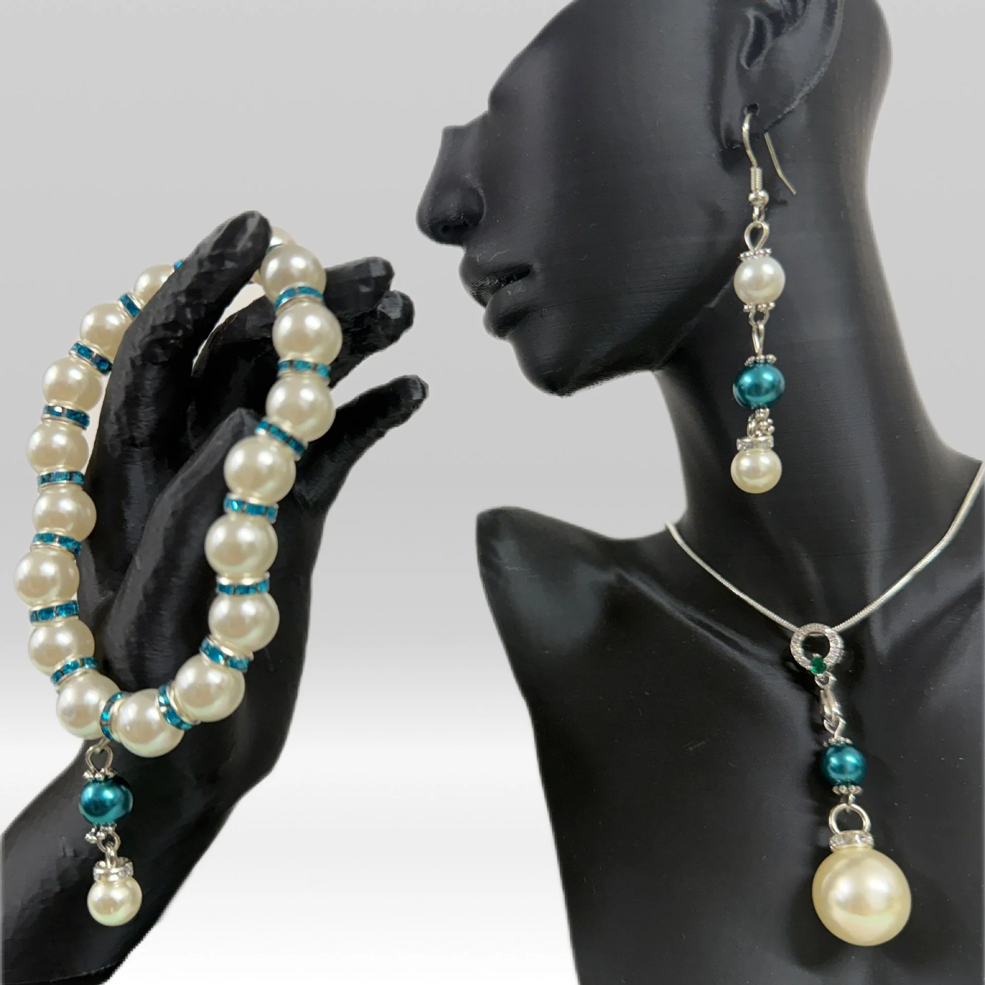 Pearl & Teal Elegance Jewelry Set
