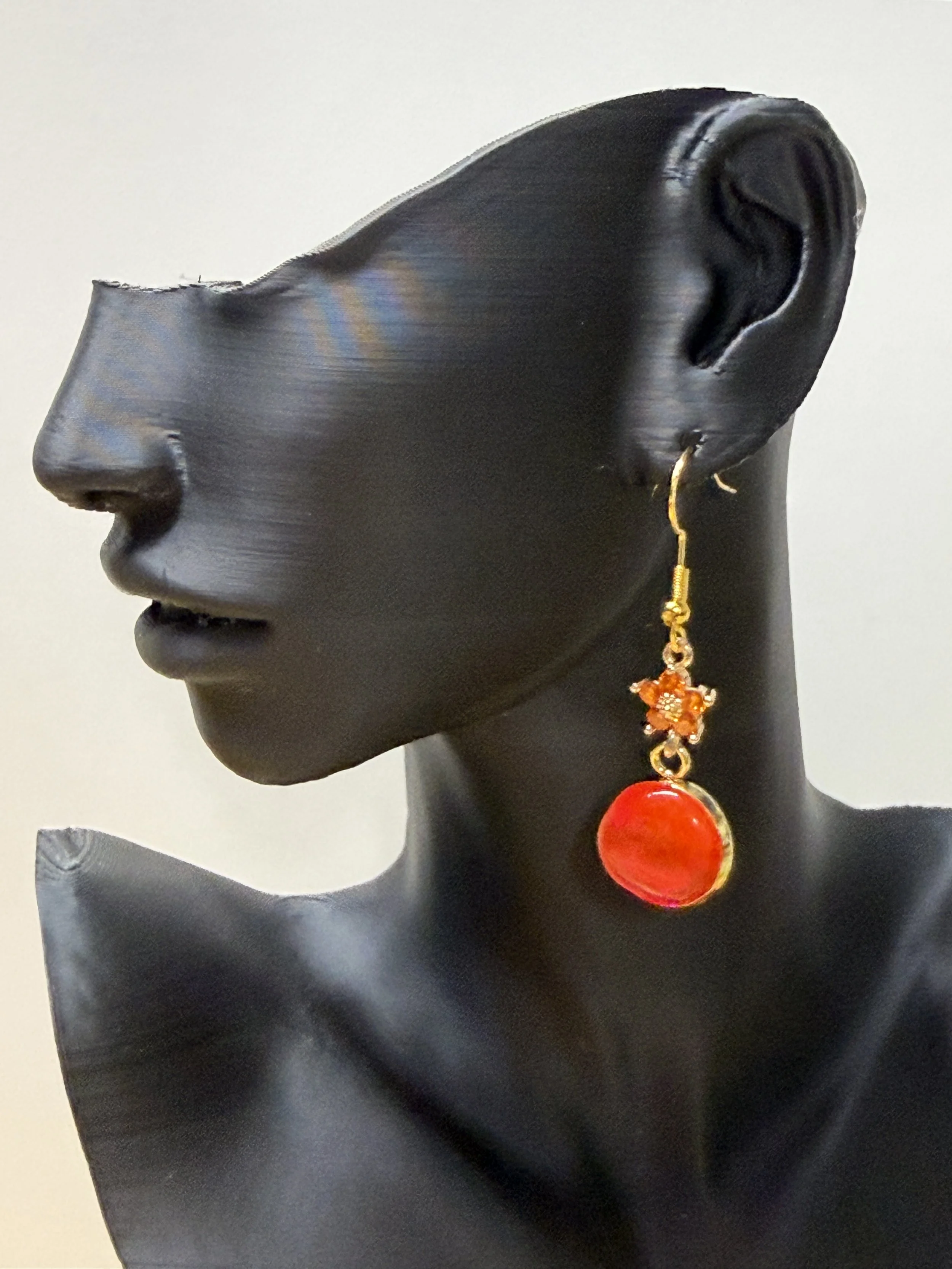 Radiant Red Epoxy Drop Earrings