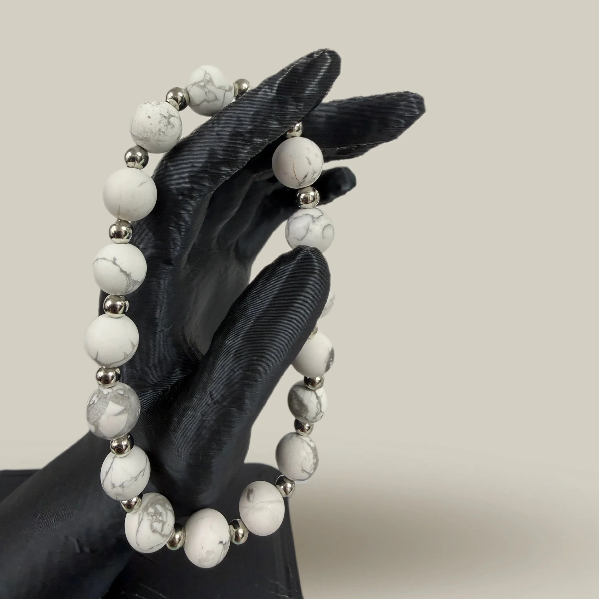 White Marble Bead Bracelet