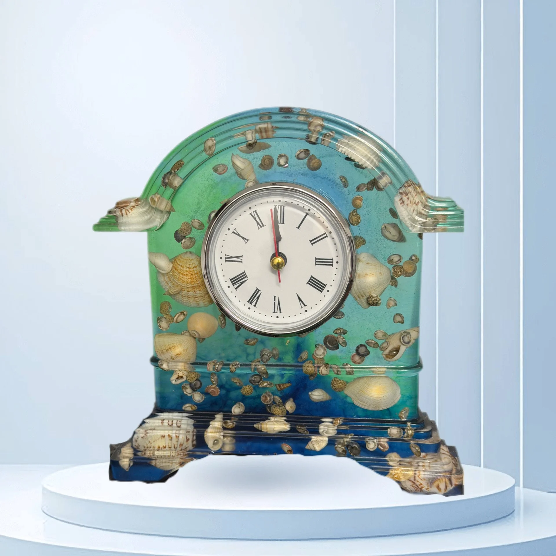 Seaside Serenity Shell Resin Clock