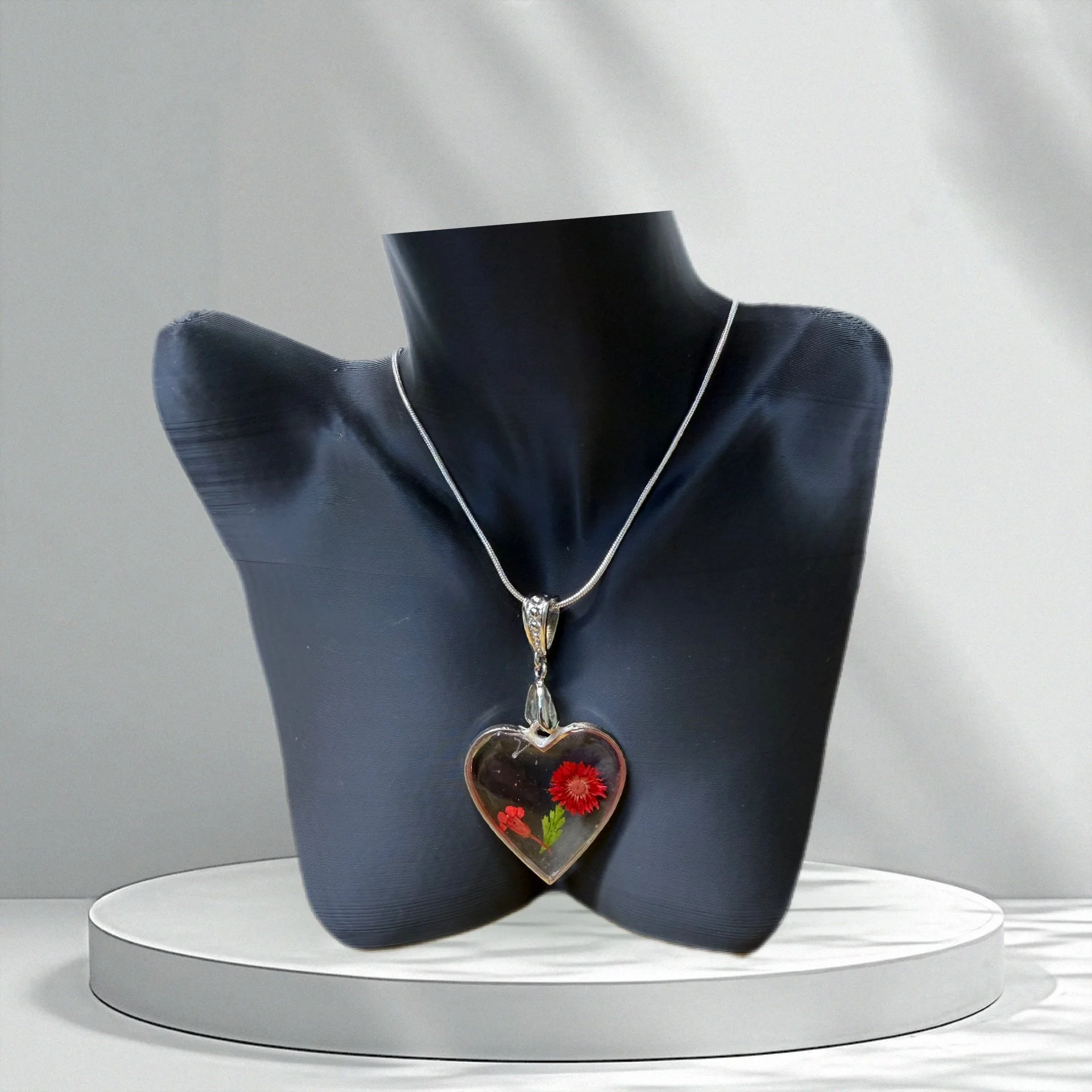 Eternal Blossom Resin Heart Necklace