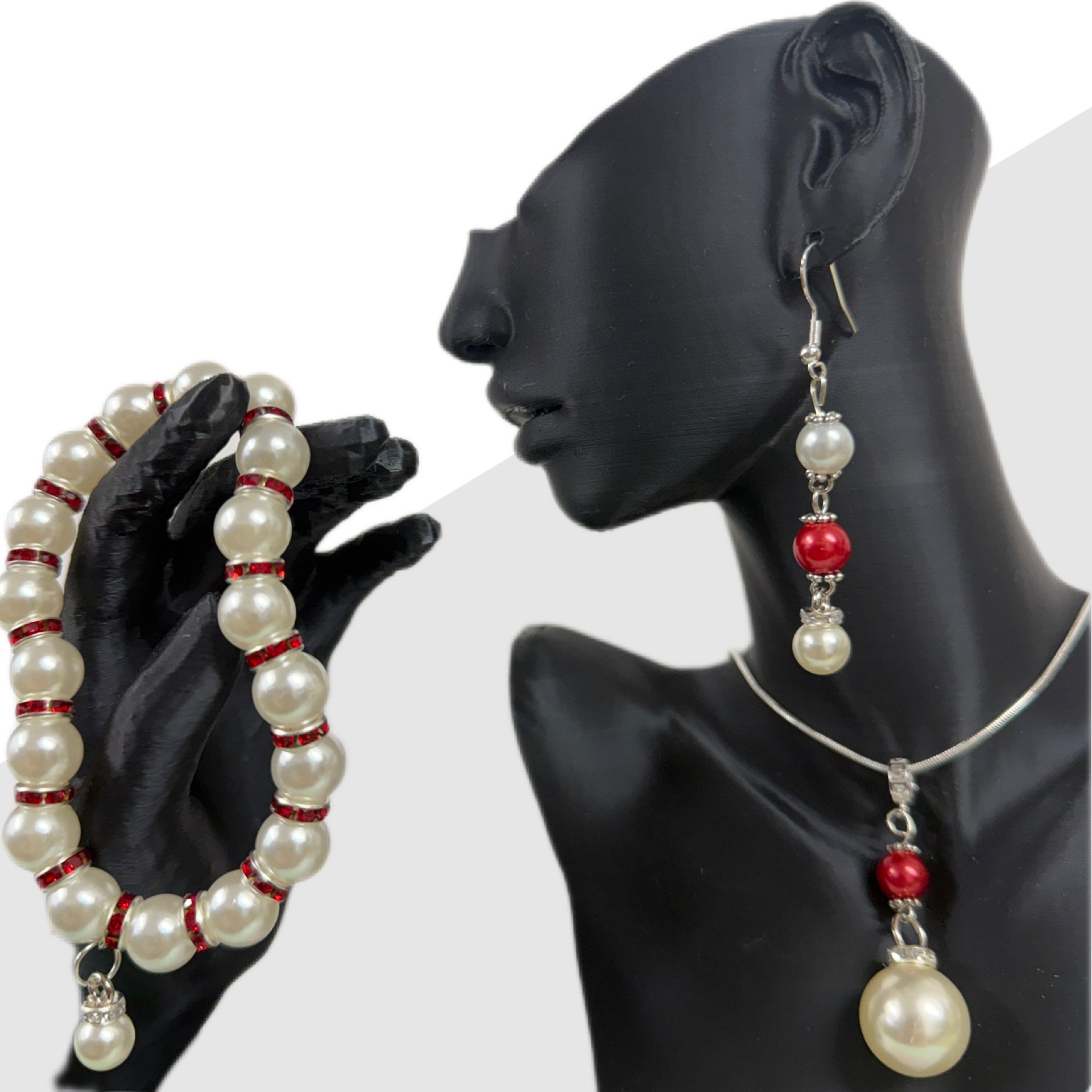 Pearl & Ruby Charm Jewelry Set