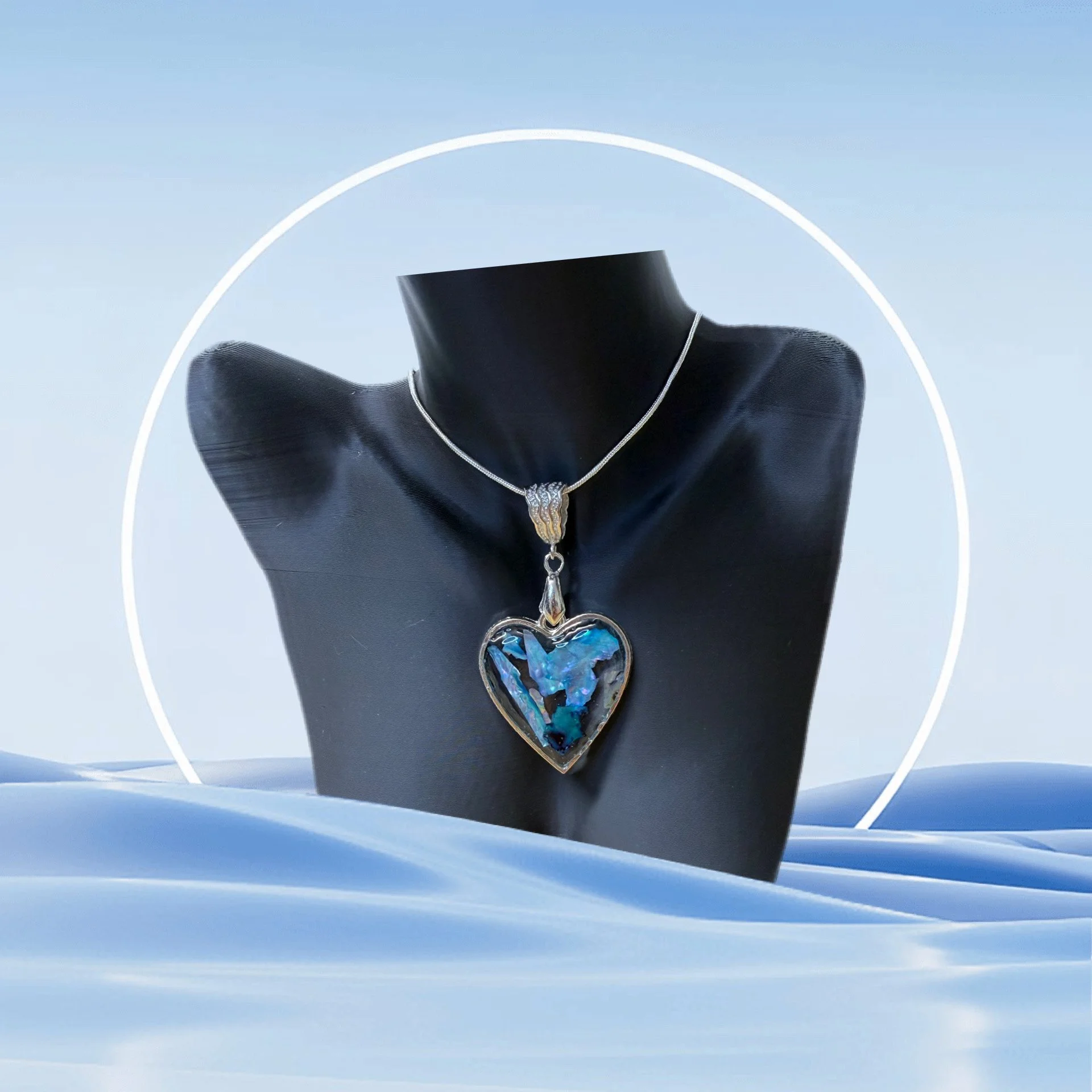 Resin & Mother-of-Pearl Heart Necklace