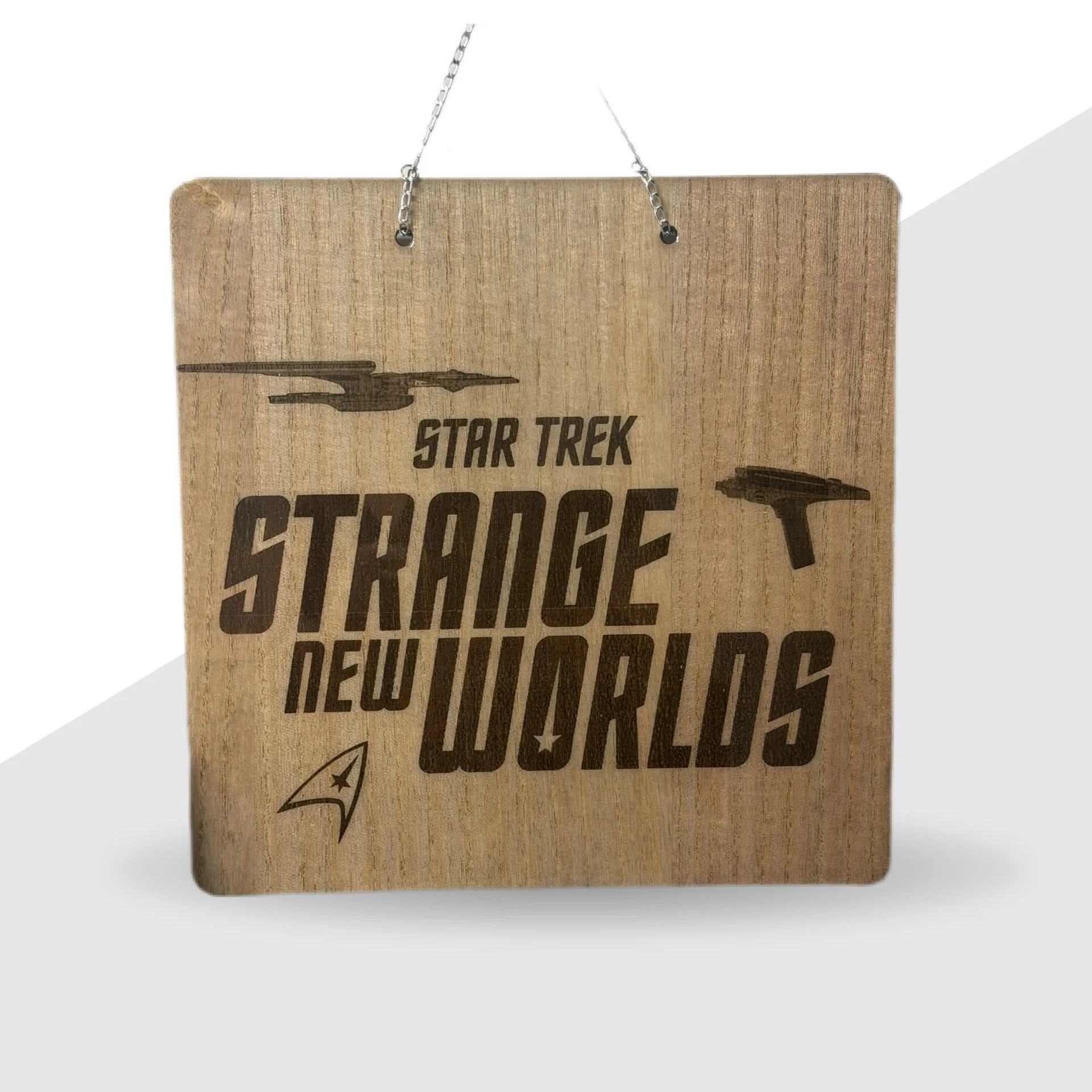 Engraved Star Trek Wood Wall Sign