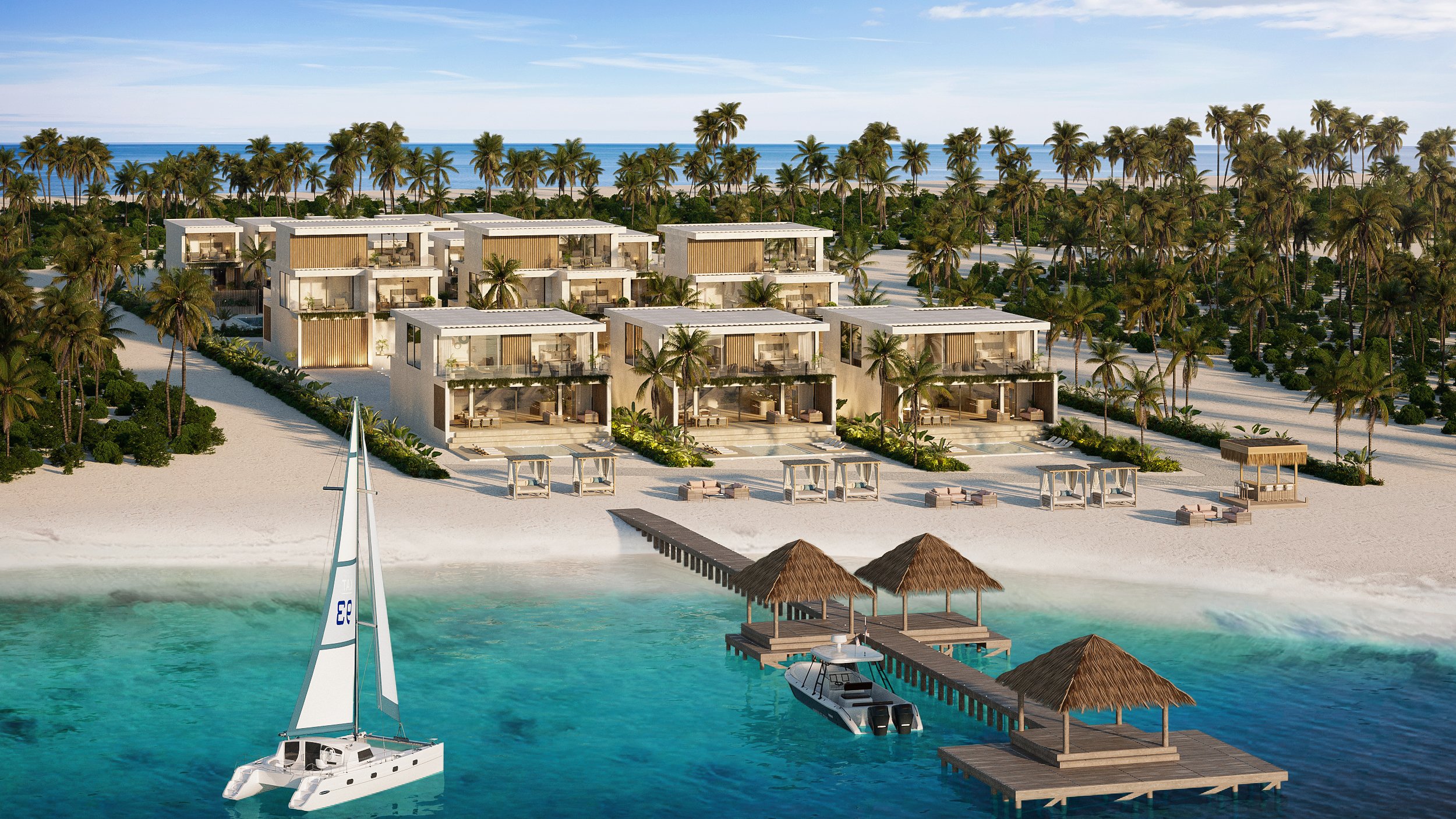 Modern waterfront homes near Caye Caulker Belize