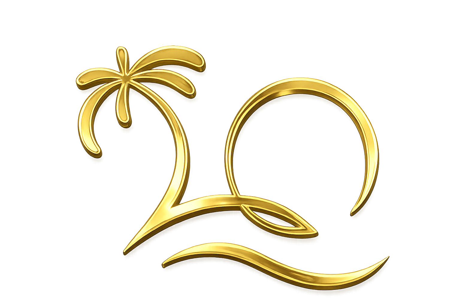 Gold number 2022 with a starfish on the top left corner, likely representing a New Year's celebration or theme for the year 2022.