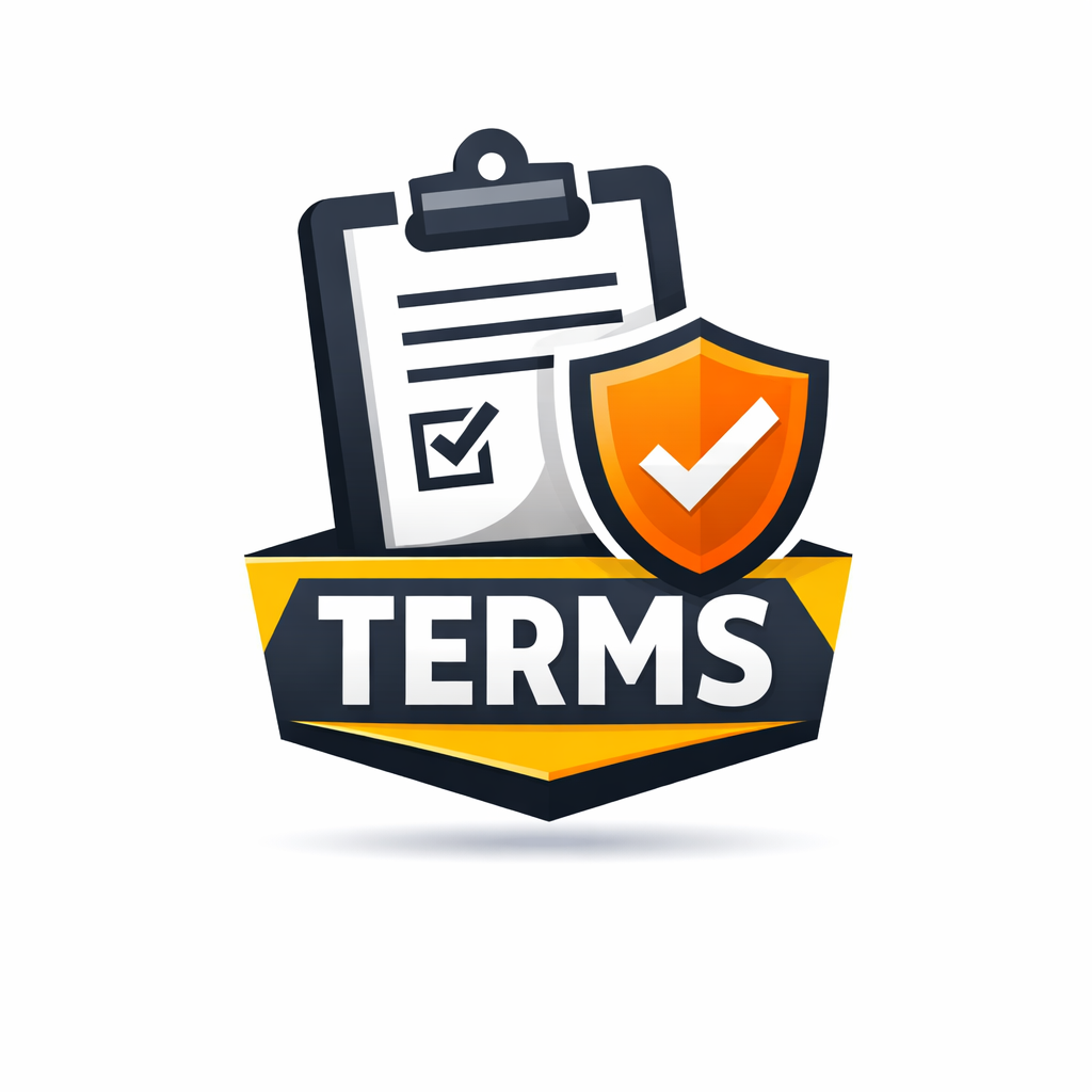 A graphic with a clipboard, shield, and the word 'TERMS' indicating terms and conditions.