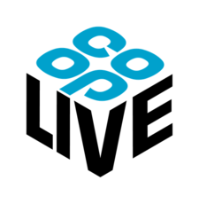 Blue cloud logo on a black background