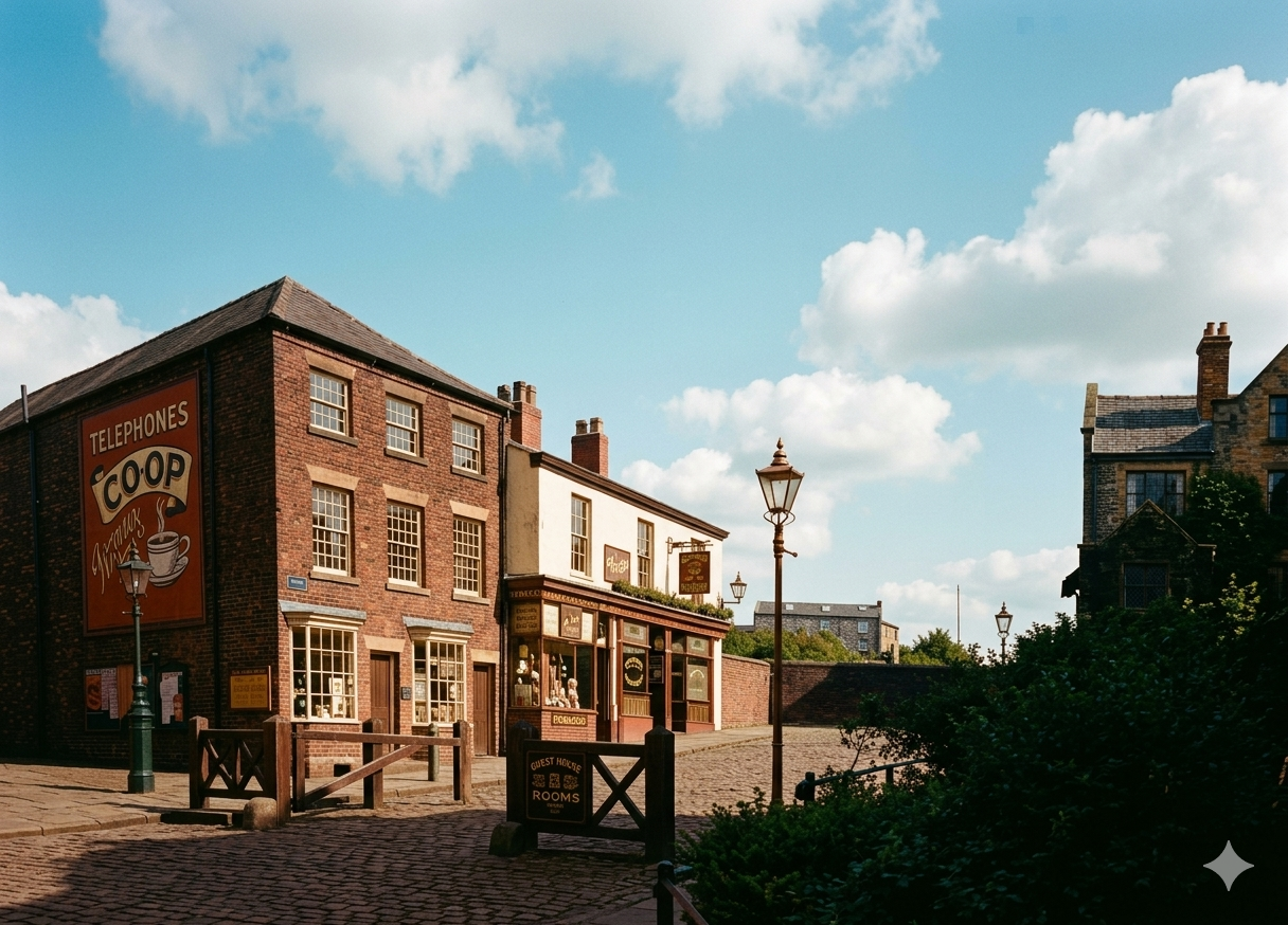 A street scene  of the first coop building in Rochdale Lancashire England 