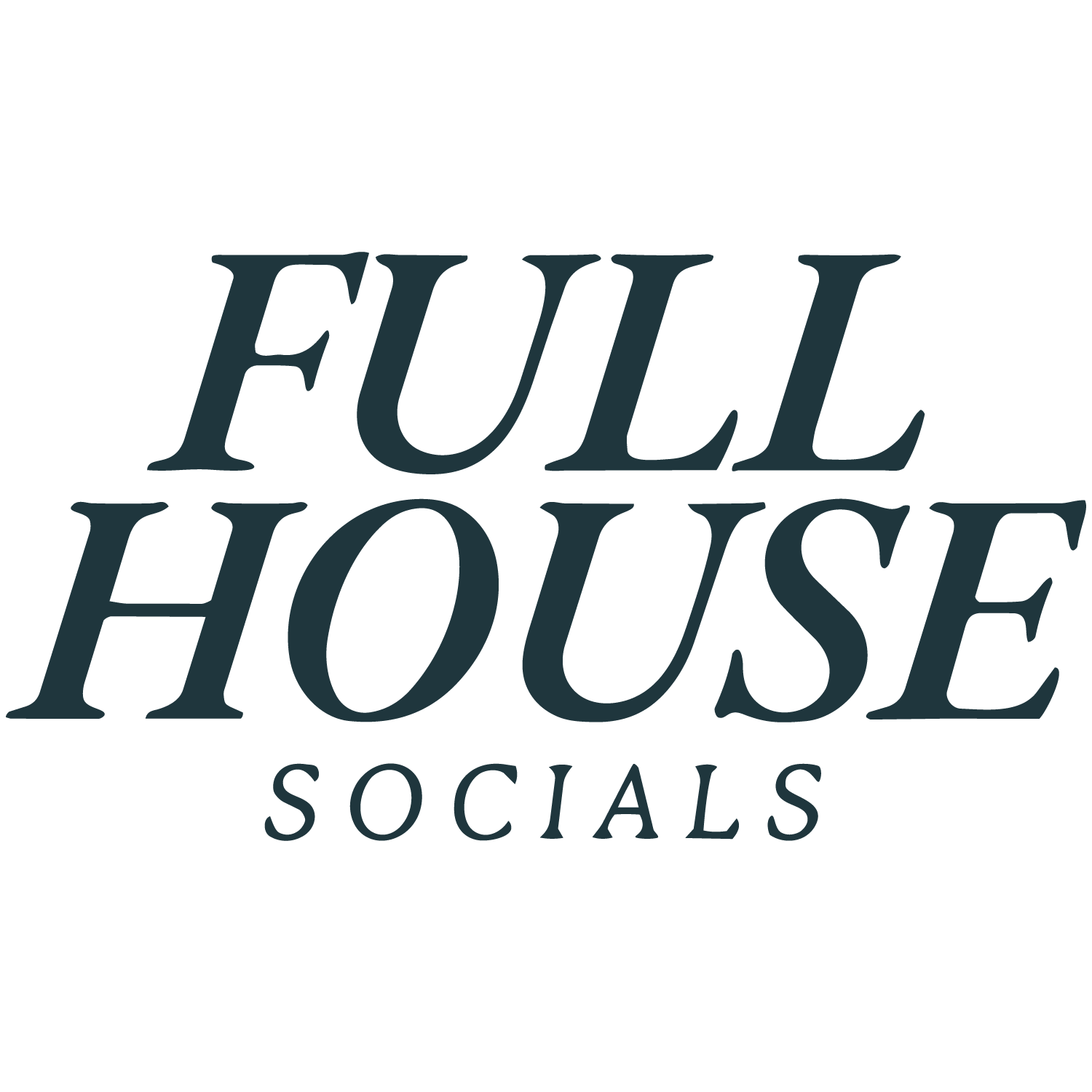 Logo for Full House Socials with the name in stylized dark font.