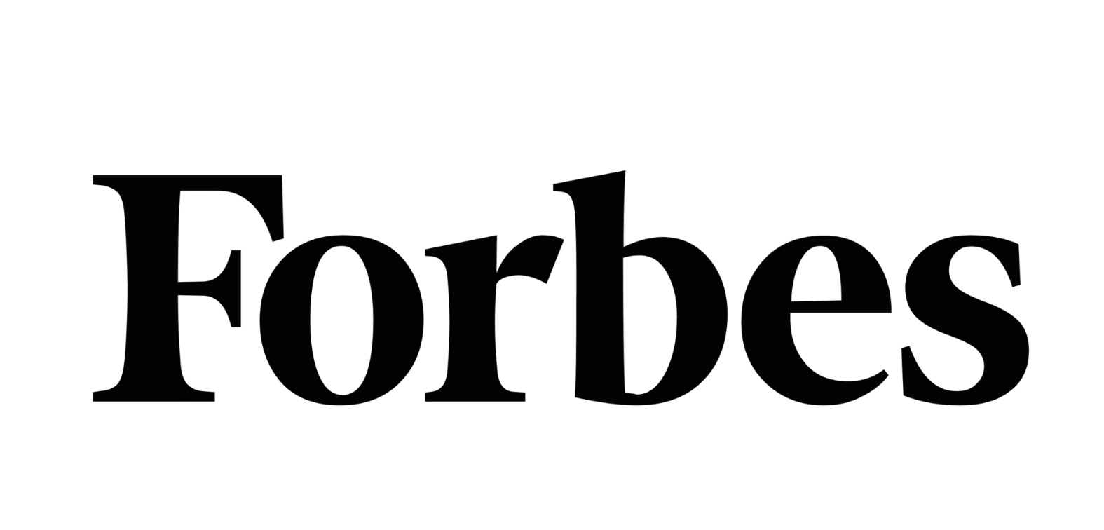 Black logo of the magazine 'Forbes' with large uppercase letters on a white background