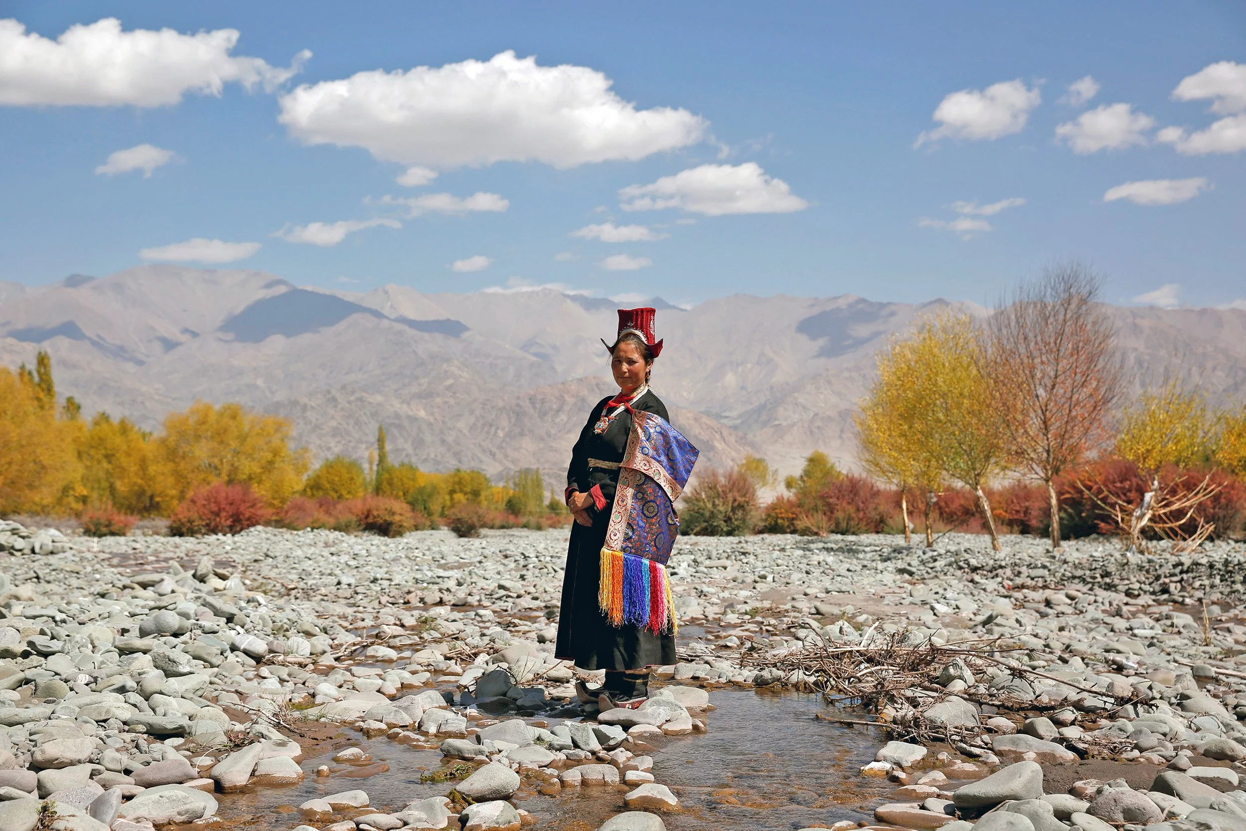 Villager in traditional dress, Leh Ladakh.