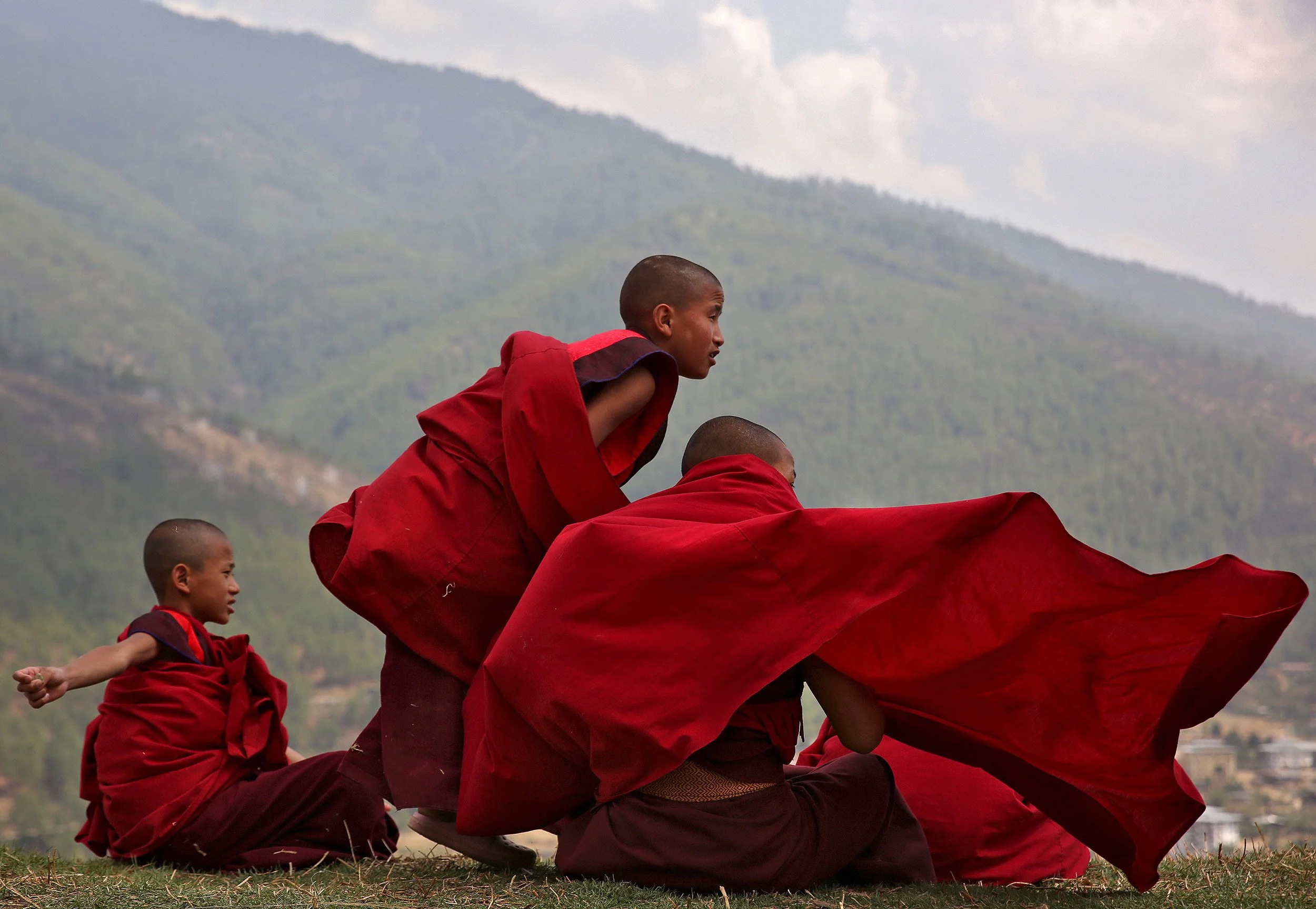 Novice monks, Bhutan.