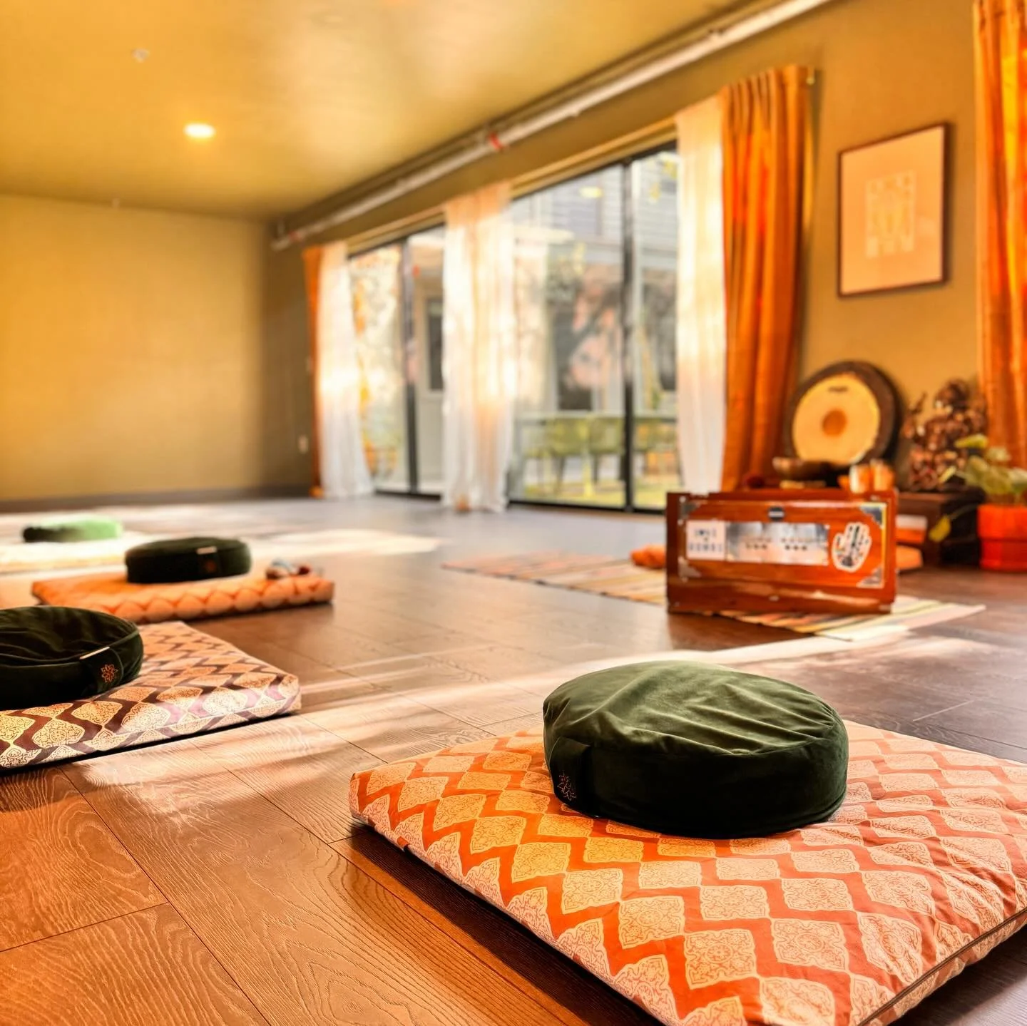 Light filled meditation space at Sukha Yoga Austin