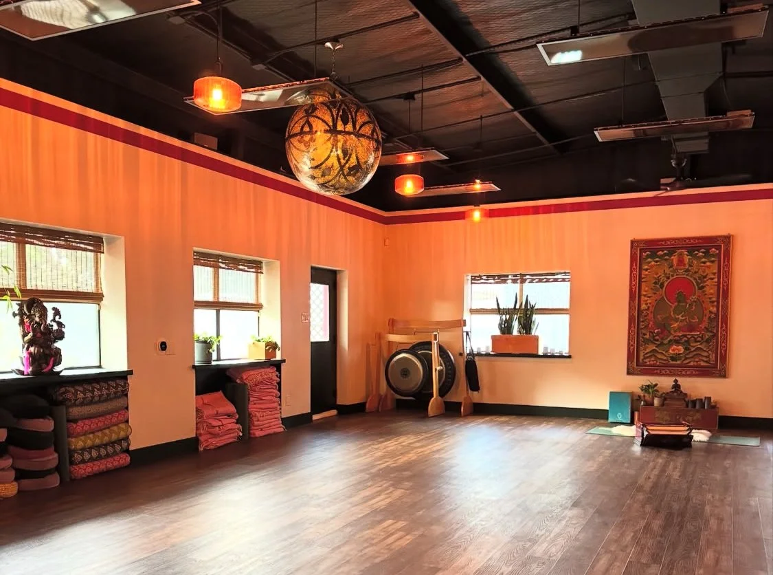Welcoming and Morning lit Yoga Space at Sukha Yoga Austin