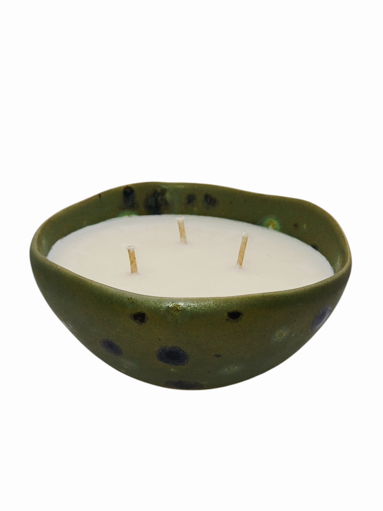 Moss Green Speckled Candle Bowl