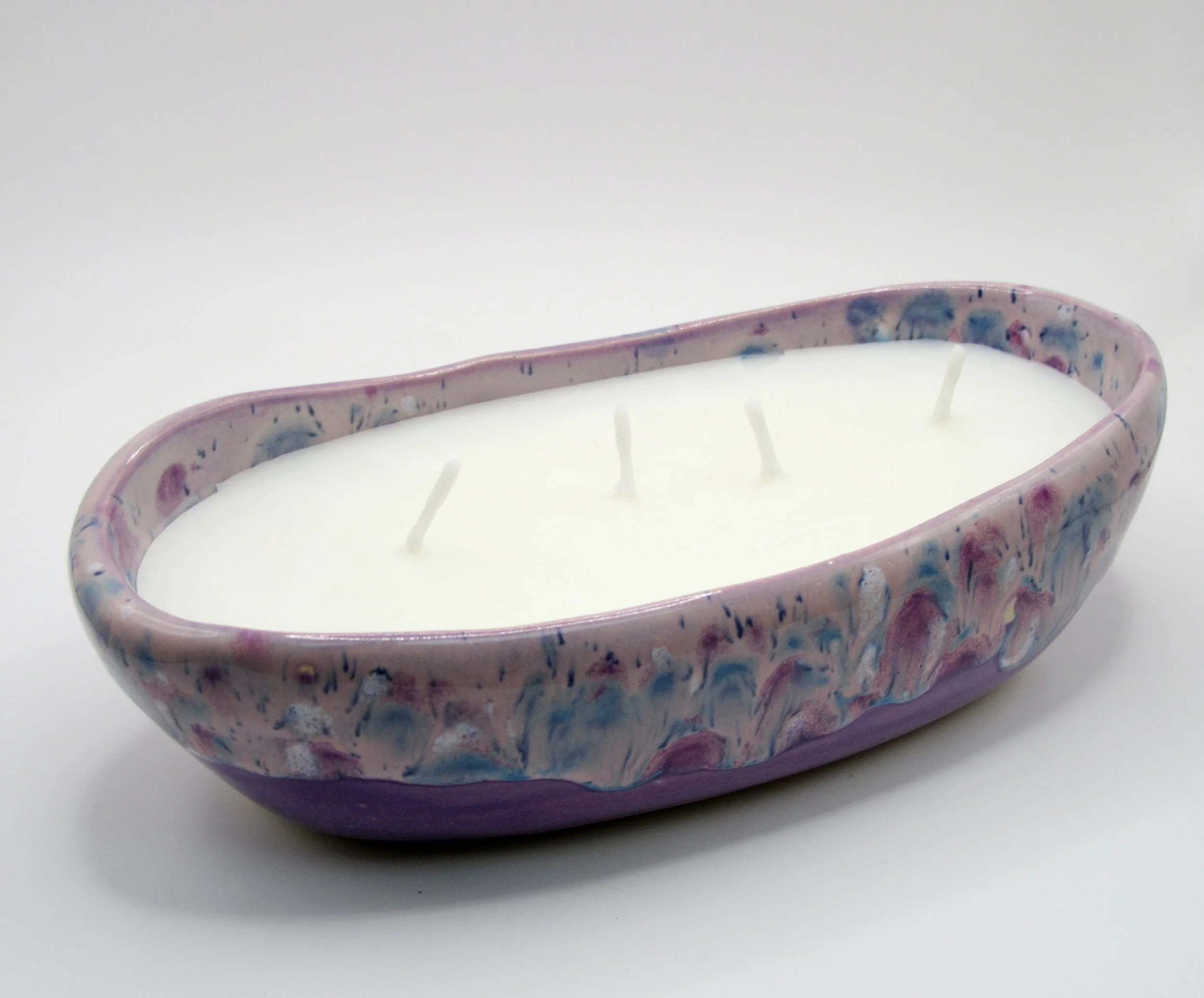 Oblong Candle Bowl - Pink/Purple