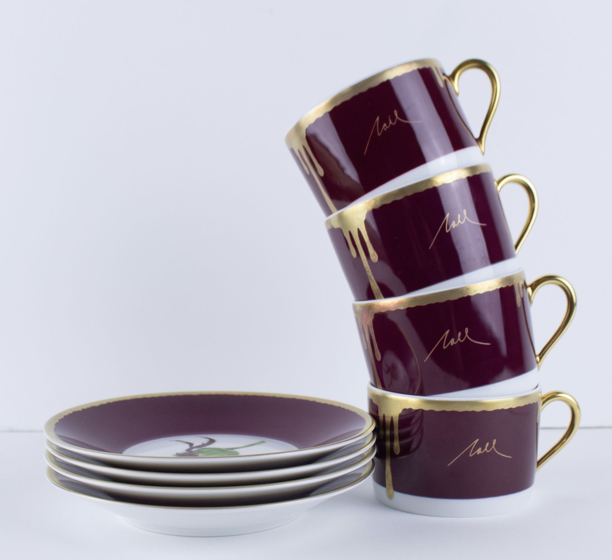 Tuscia's Roses: Rose-Hip Saucer & Tea Cup (set of 4)