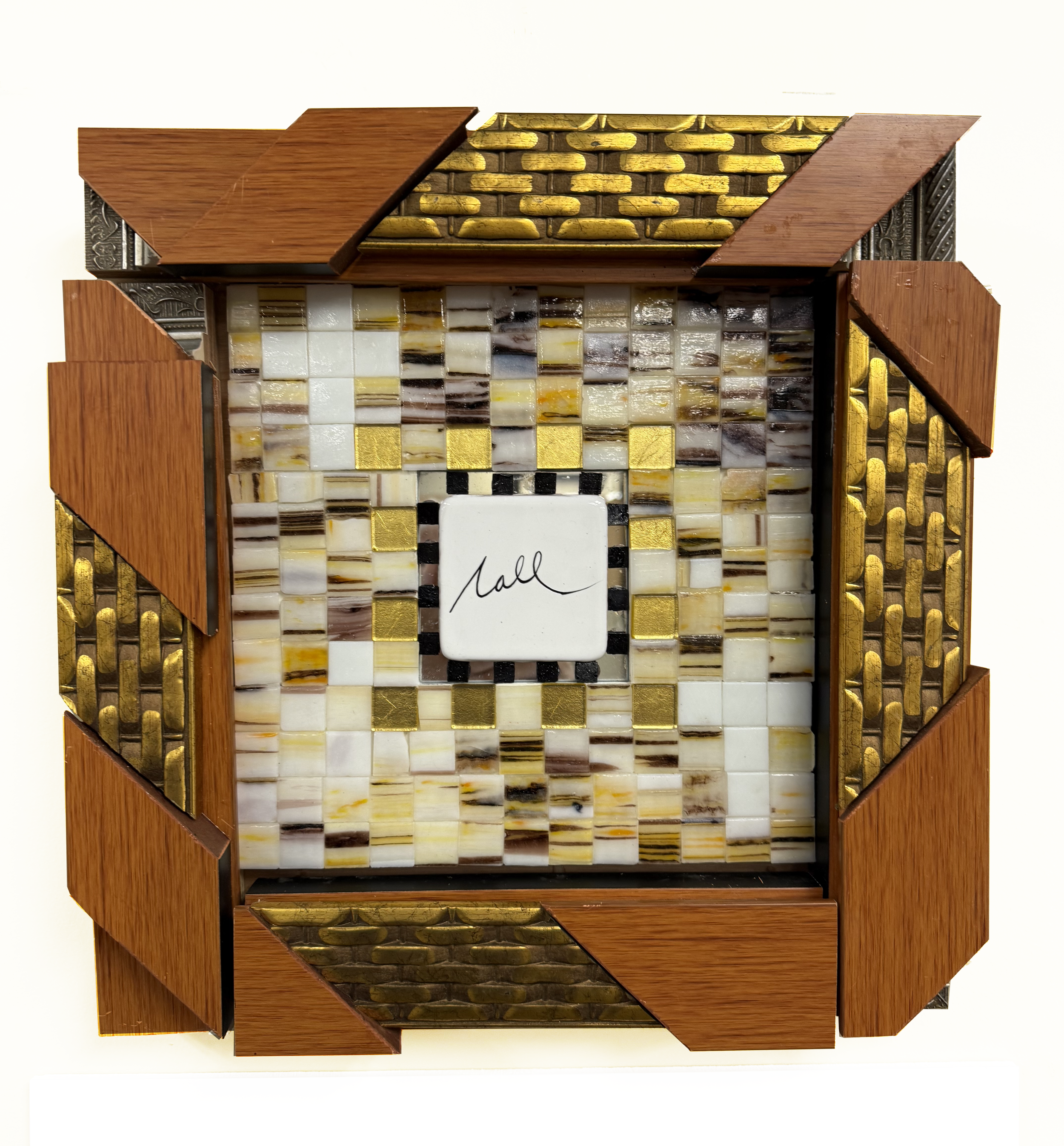 CUSTOM-MADE FRAMED ASSEMBLAGED WITH CERAMIC TILE OF NALLS SIGNATURE