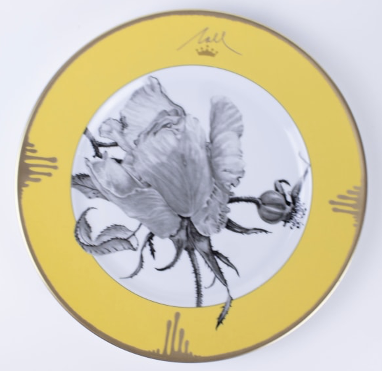 Tuscia's Roses: Semi-Closed Rose Charger Presentation Plate (Yellow).