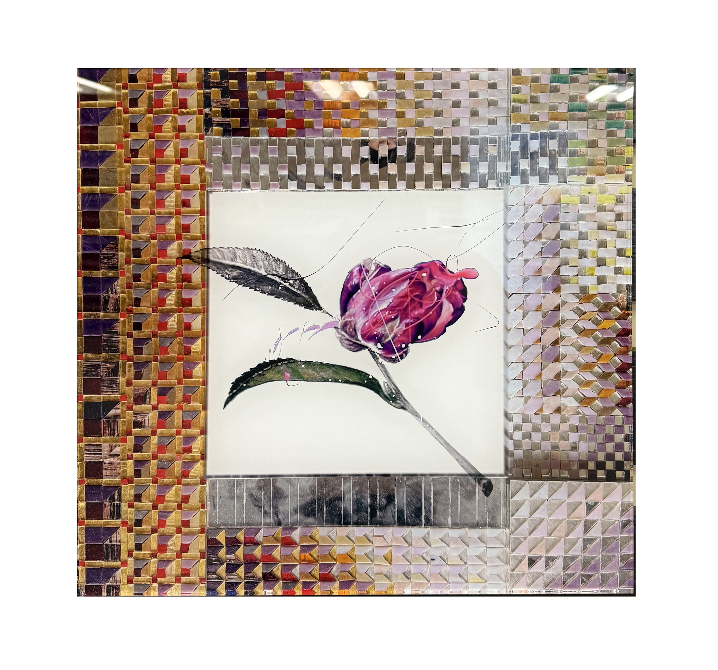 FLOWER MOSAIC REPRODUCTION PRINTED ON ACRYLIC