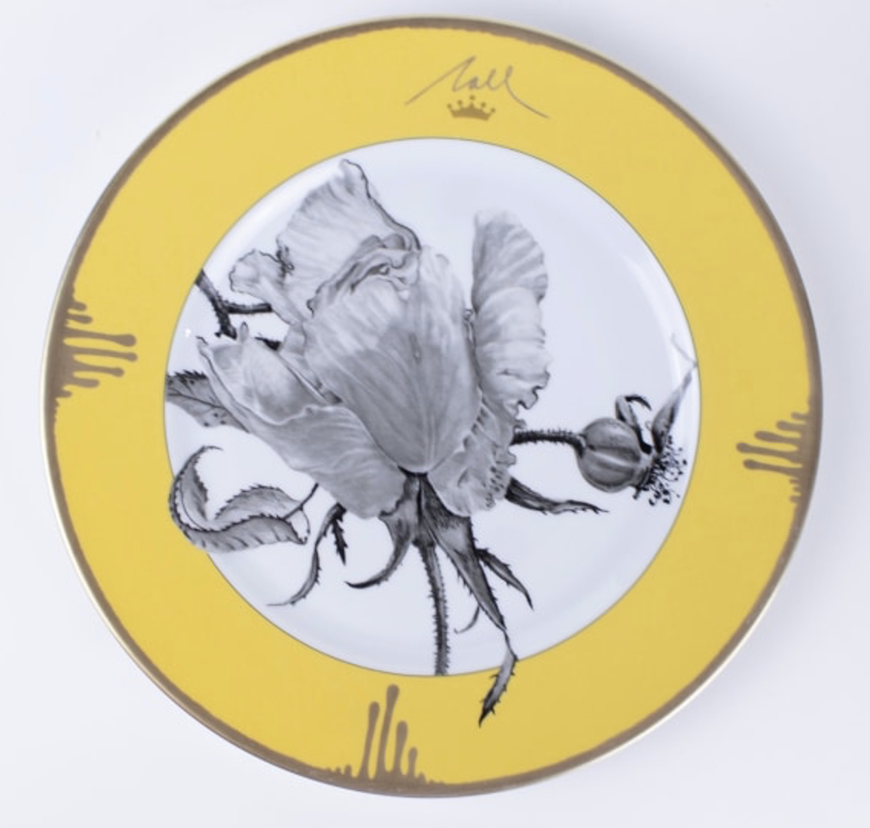 Tuscia's Roses: Semi-Closed Rose Charger Presentation Plate (Yellow)