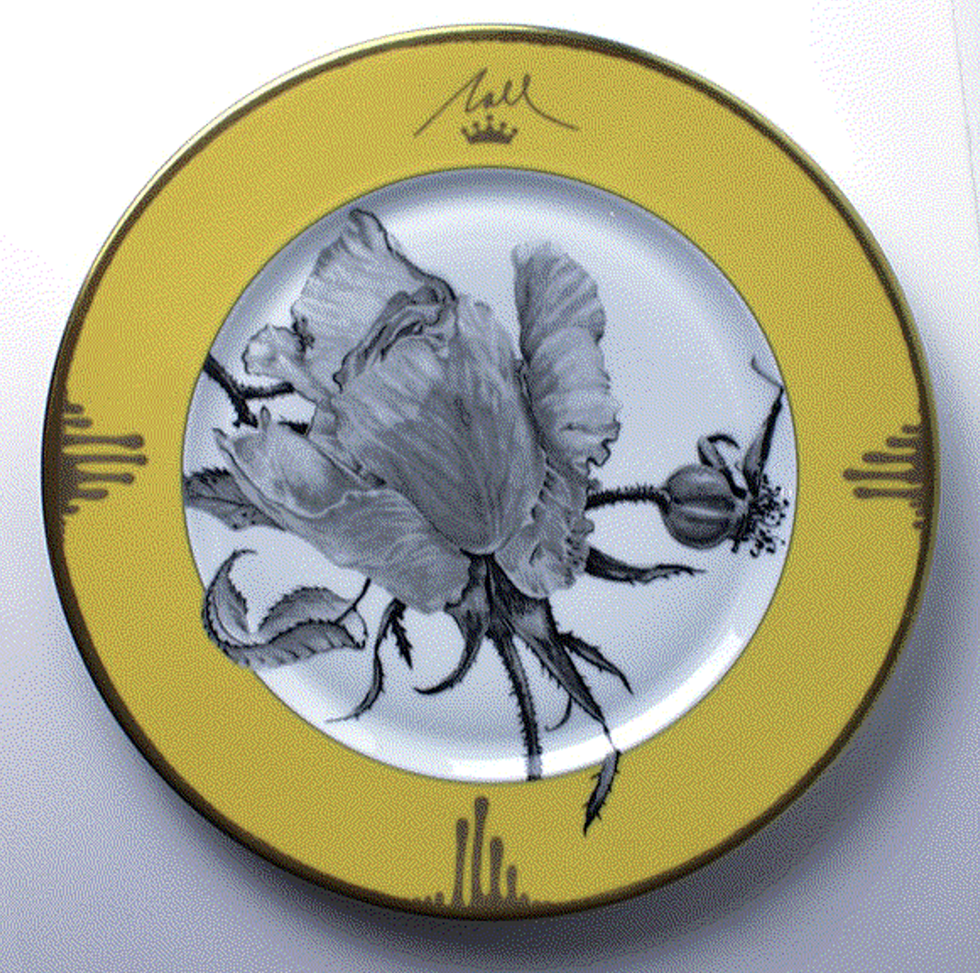 Tuscia's Roses: Semi-Closed Rose Charger Presentation Plate (Yellow)