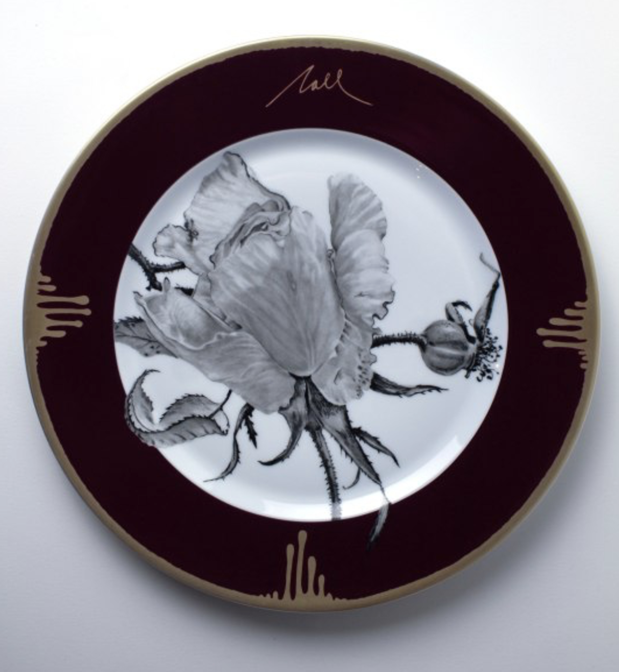 Tuscia's Roses: Semi-Closed Rose Charger Presentation Plate (Red)
